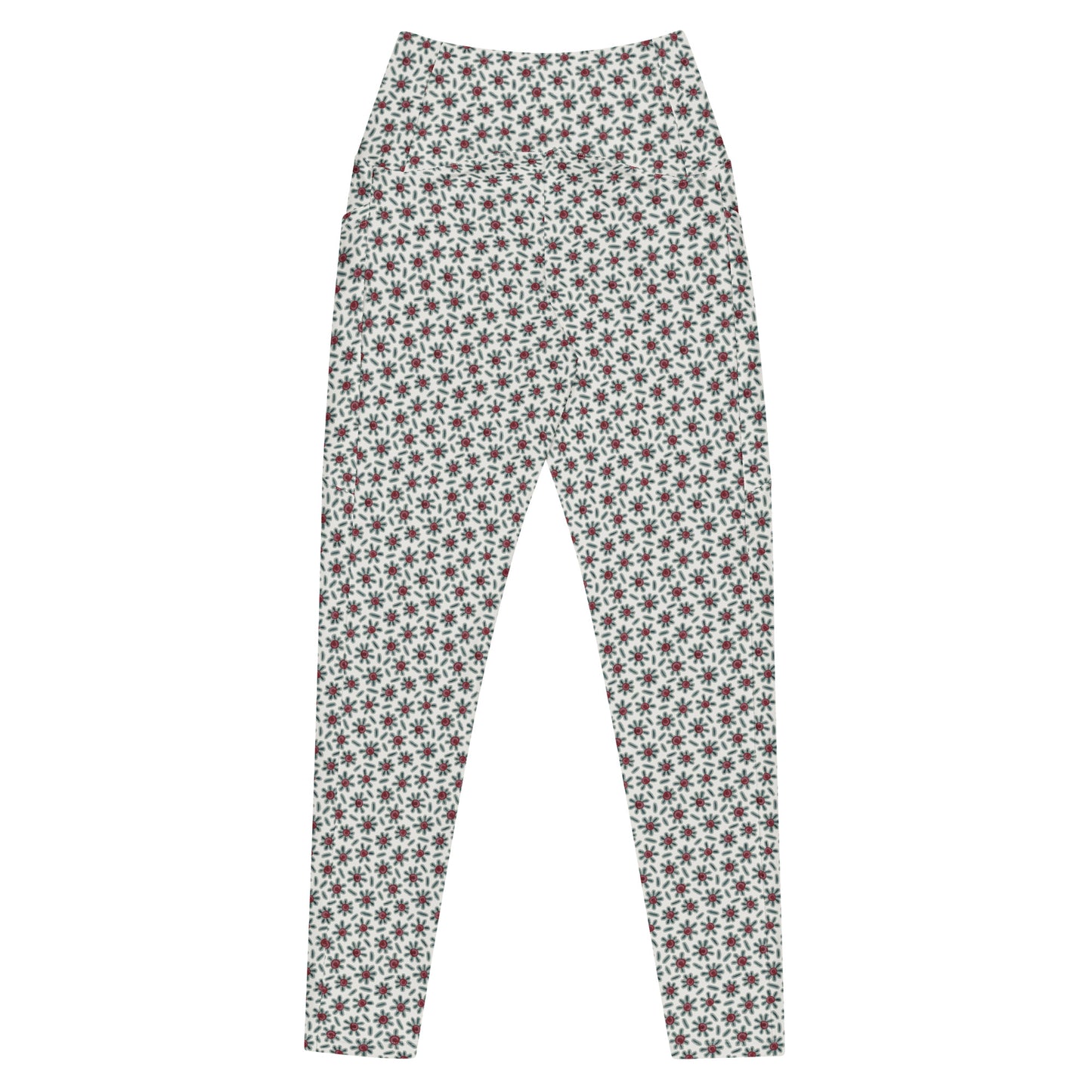 Ditsy Daisy Yoga Leggings with Pockets - Cream