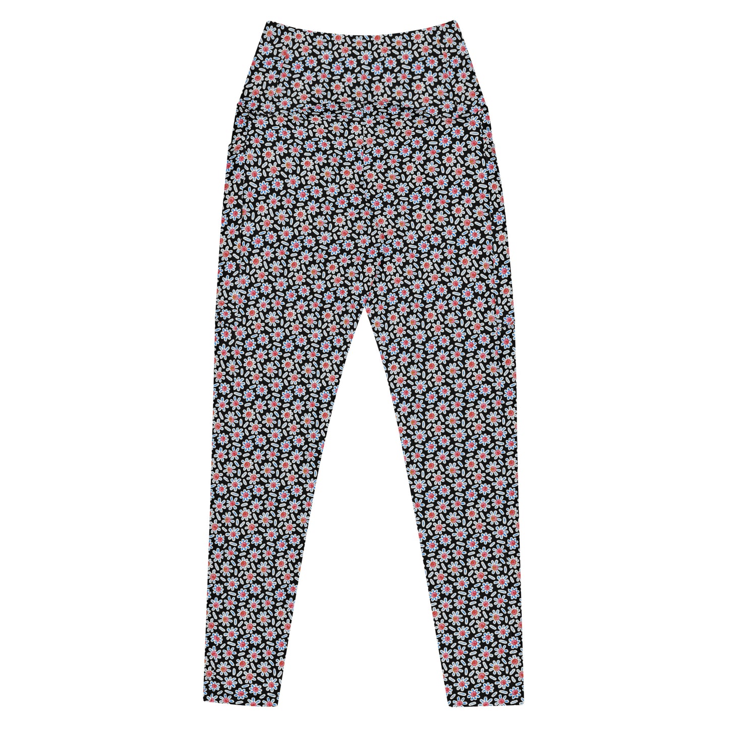 Ditsy Daisy Yoga Leggings with Pockets - Midnight