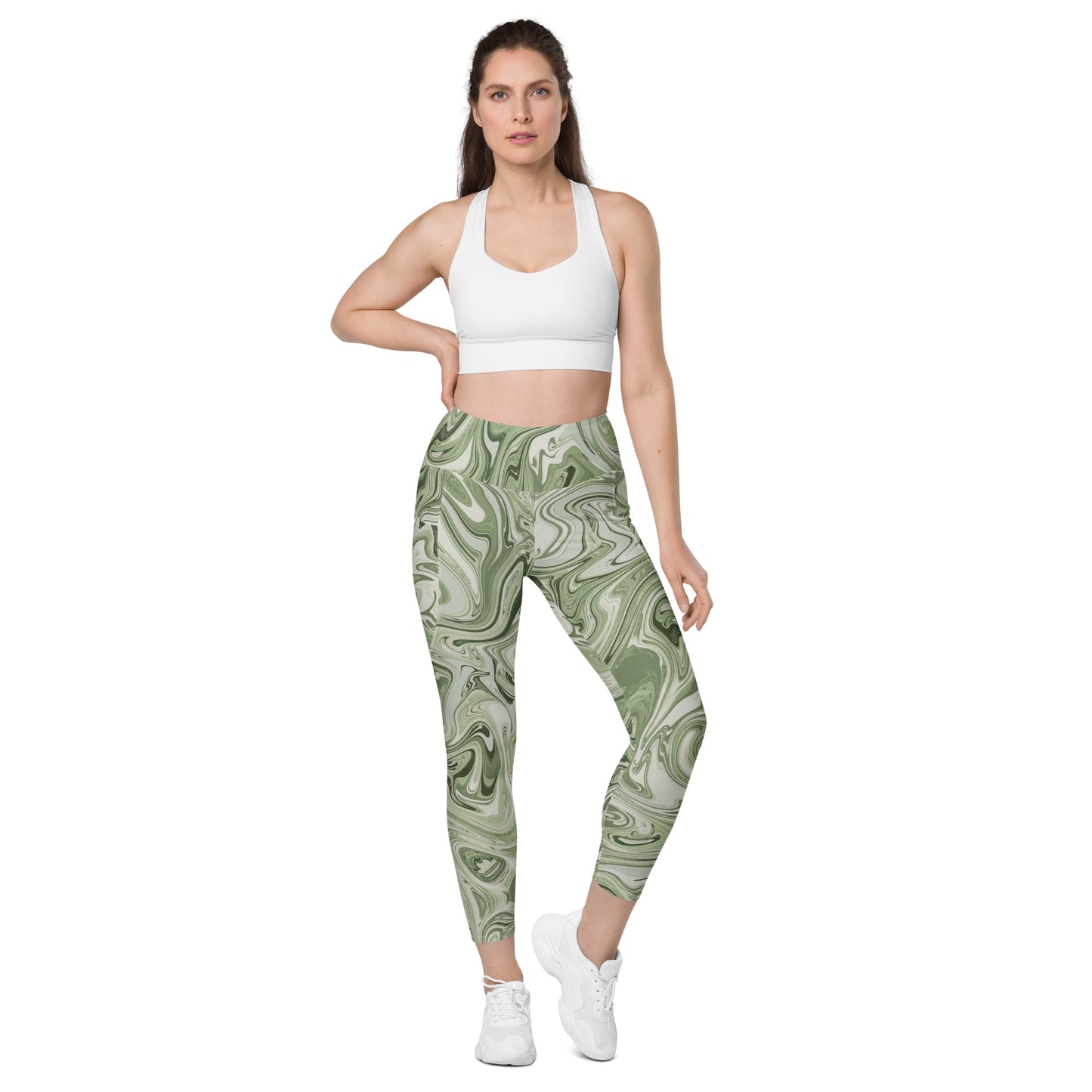 Marble Leggings with Pockets - Pistachio