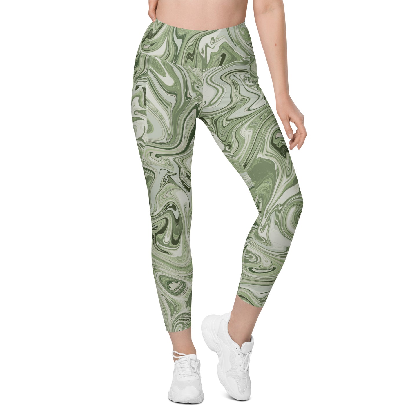 Marble Leggings with Pockets - Pistachio