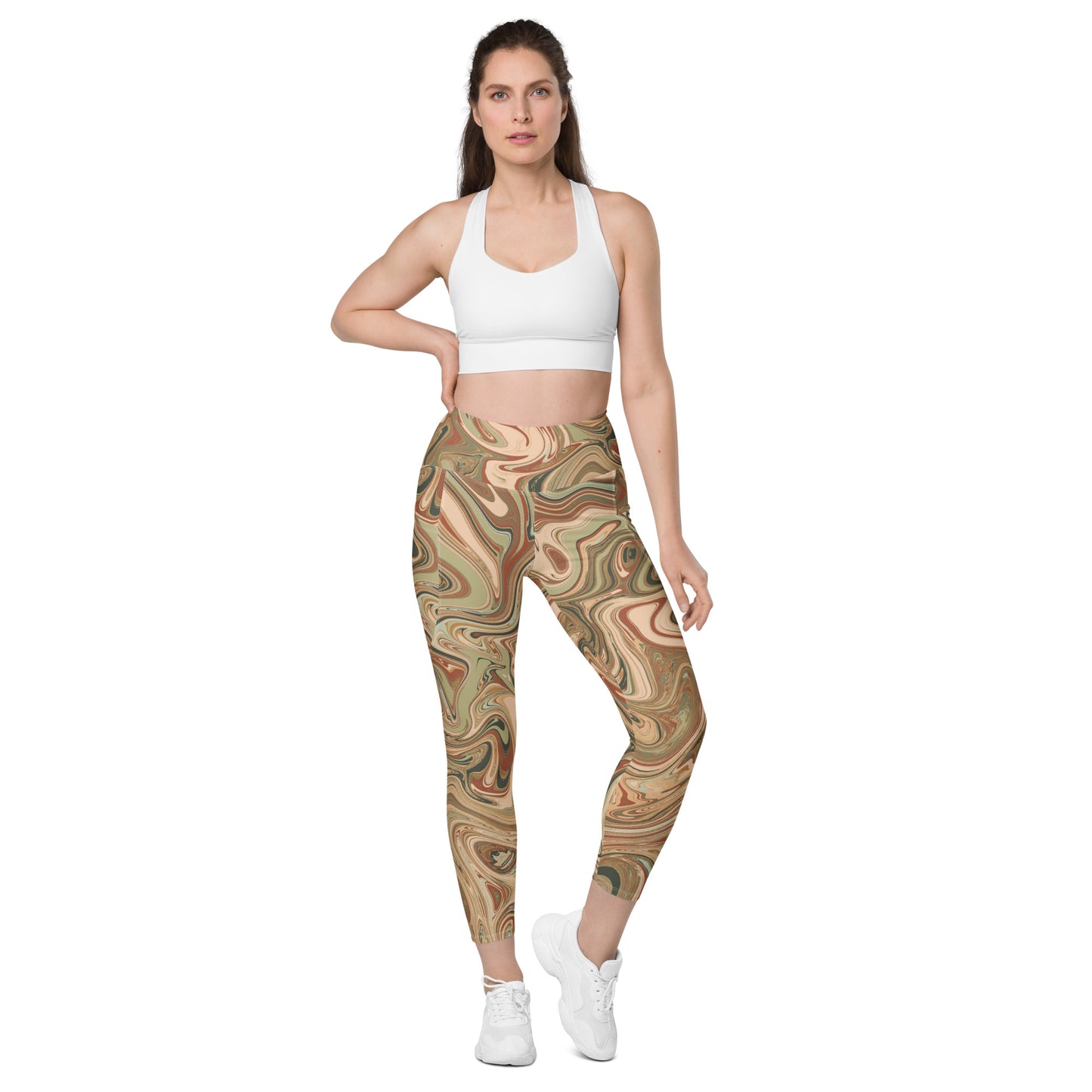 Marble Leggings with Pockets - Terra