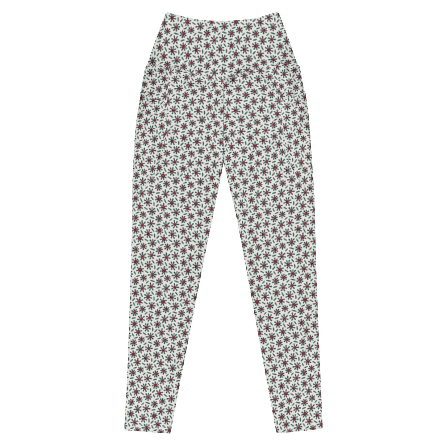 Ditsy Daisy Yoga Leggings with Pockets - Cream