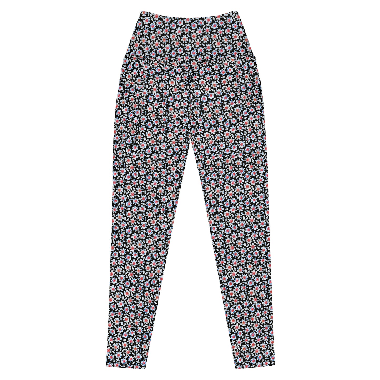 Ditsy Daisy Yoga Leggings with Pockets - Midnight