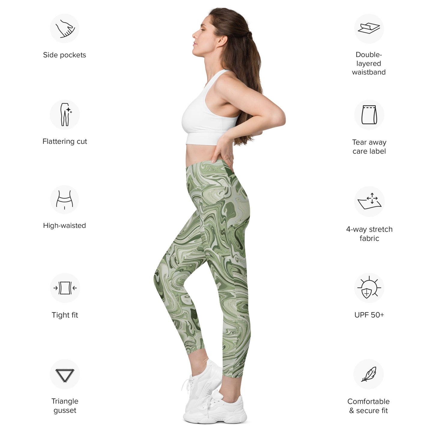 Marble Leggings with Pockets - Pistachio
