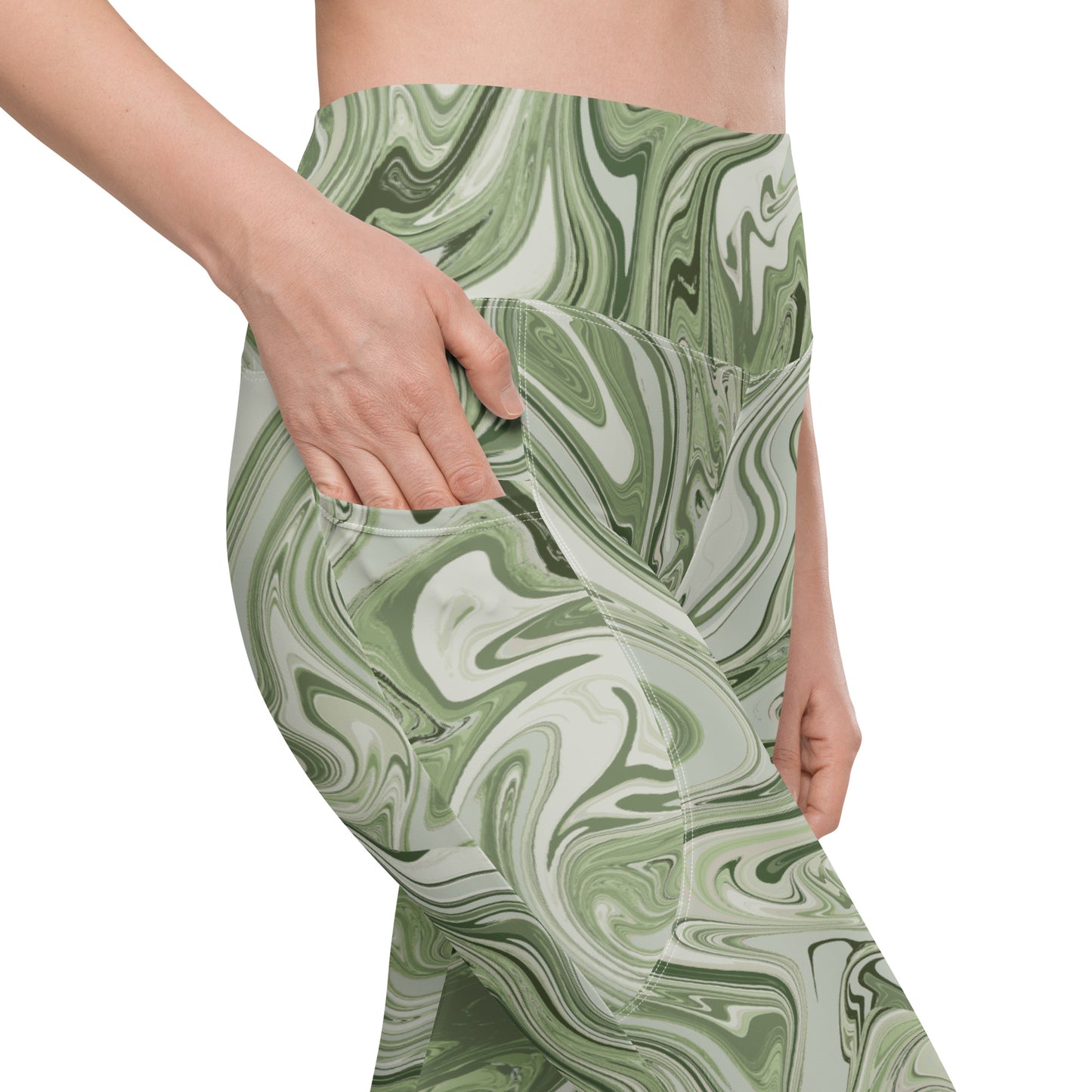 Marble Leggings with Pockets - Pistachio
