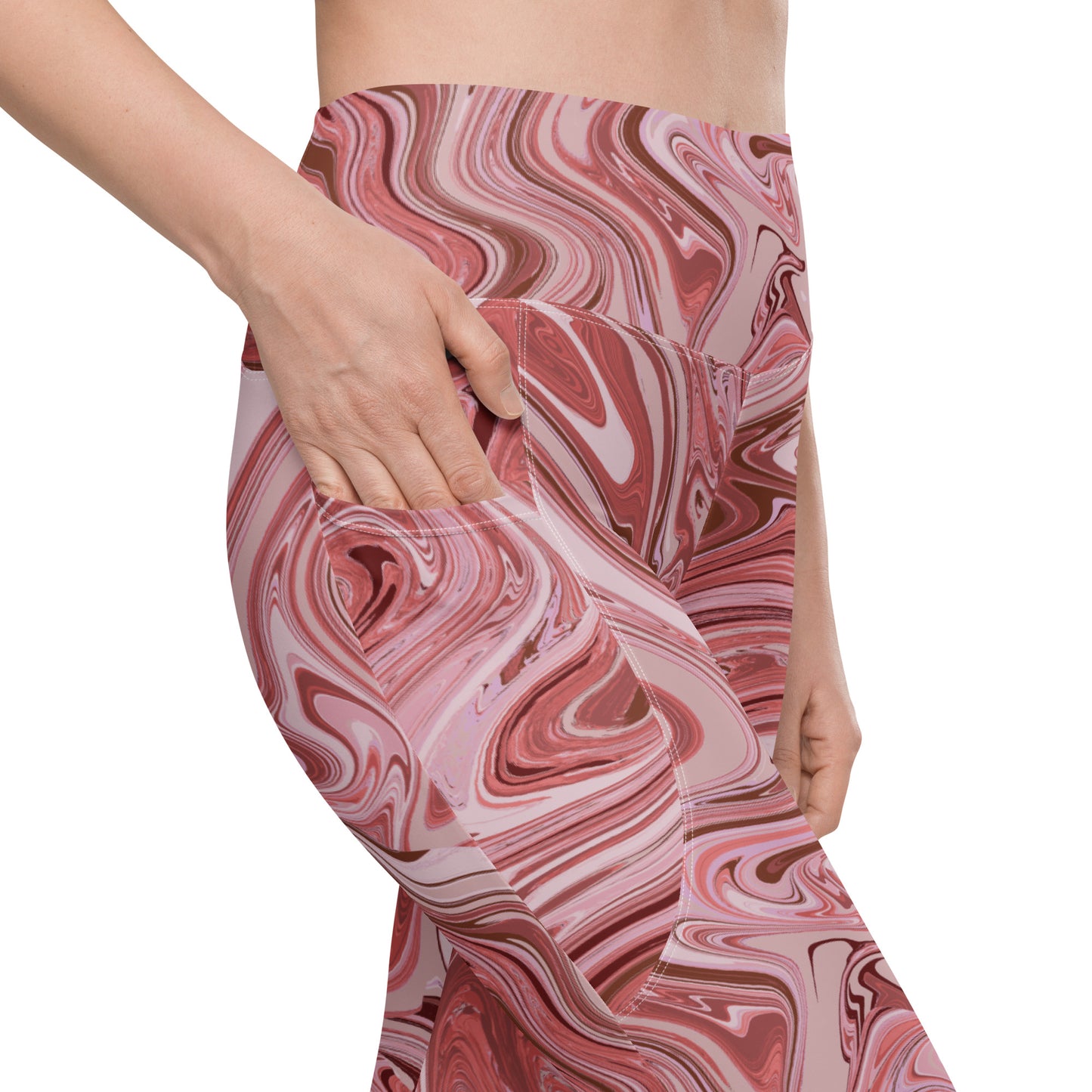Marble Leggings with Pockets - Flamingo