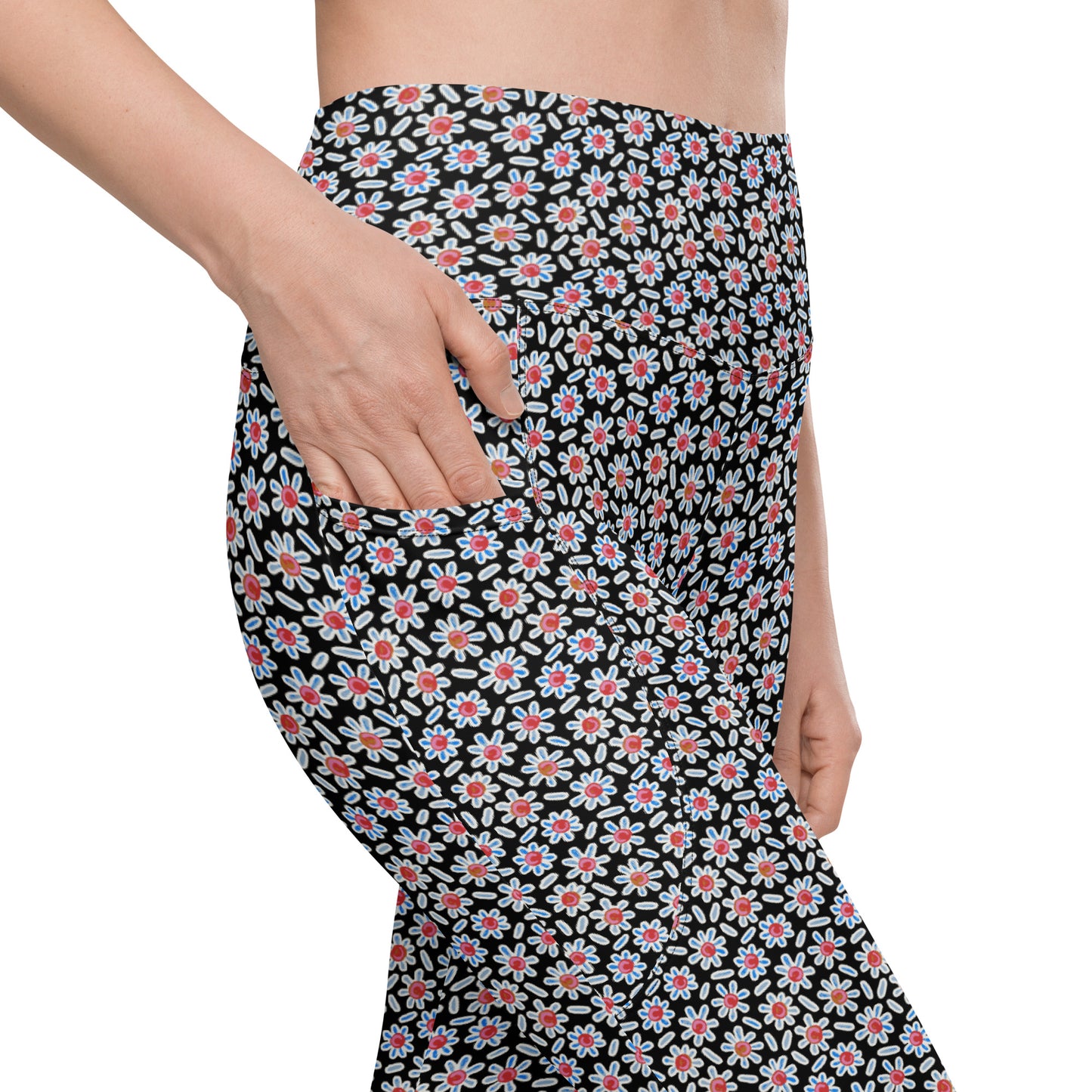 Ditsy Daisy Yoga Leggings with Pockets - Midnight