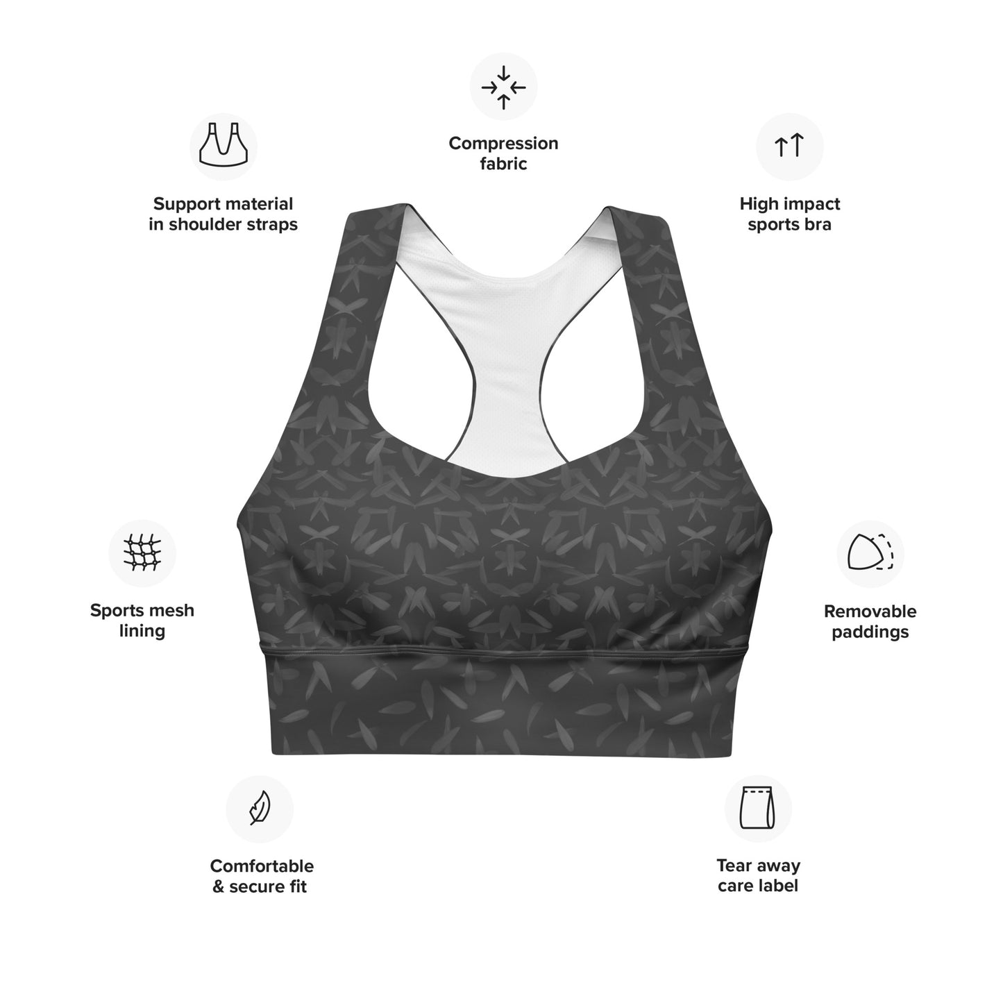 Petal Power Sports Bra in Amboy Black