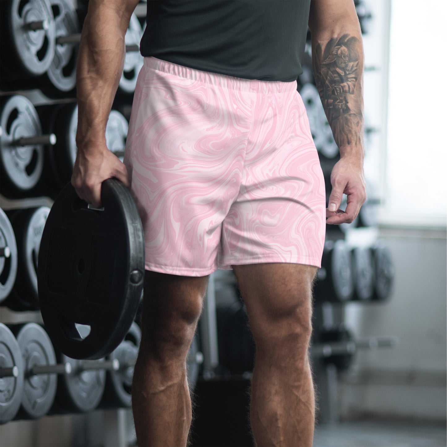 Recycled Marble Athletic Shorts - Pink Lotus