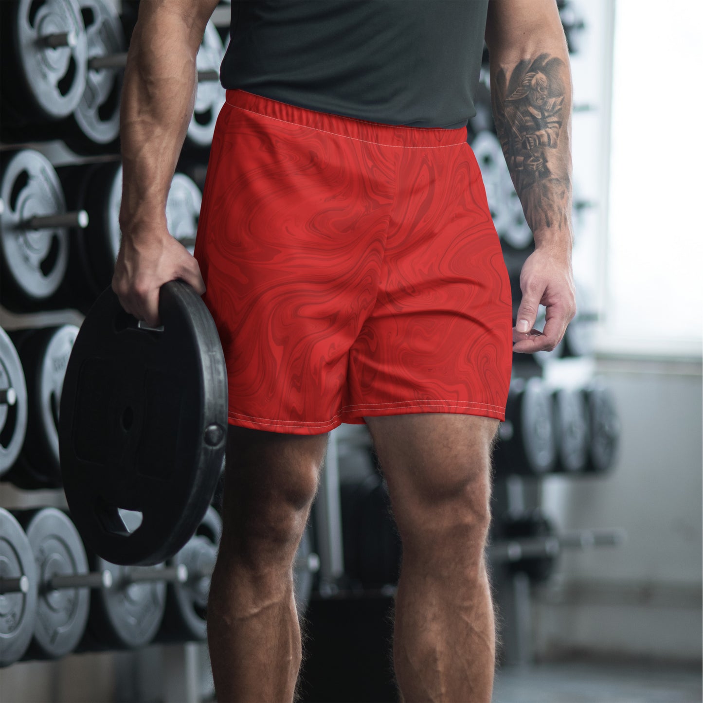 Recycled Marble Athletic Shorts - Ruby