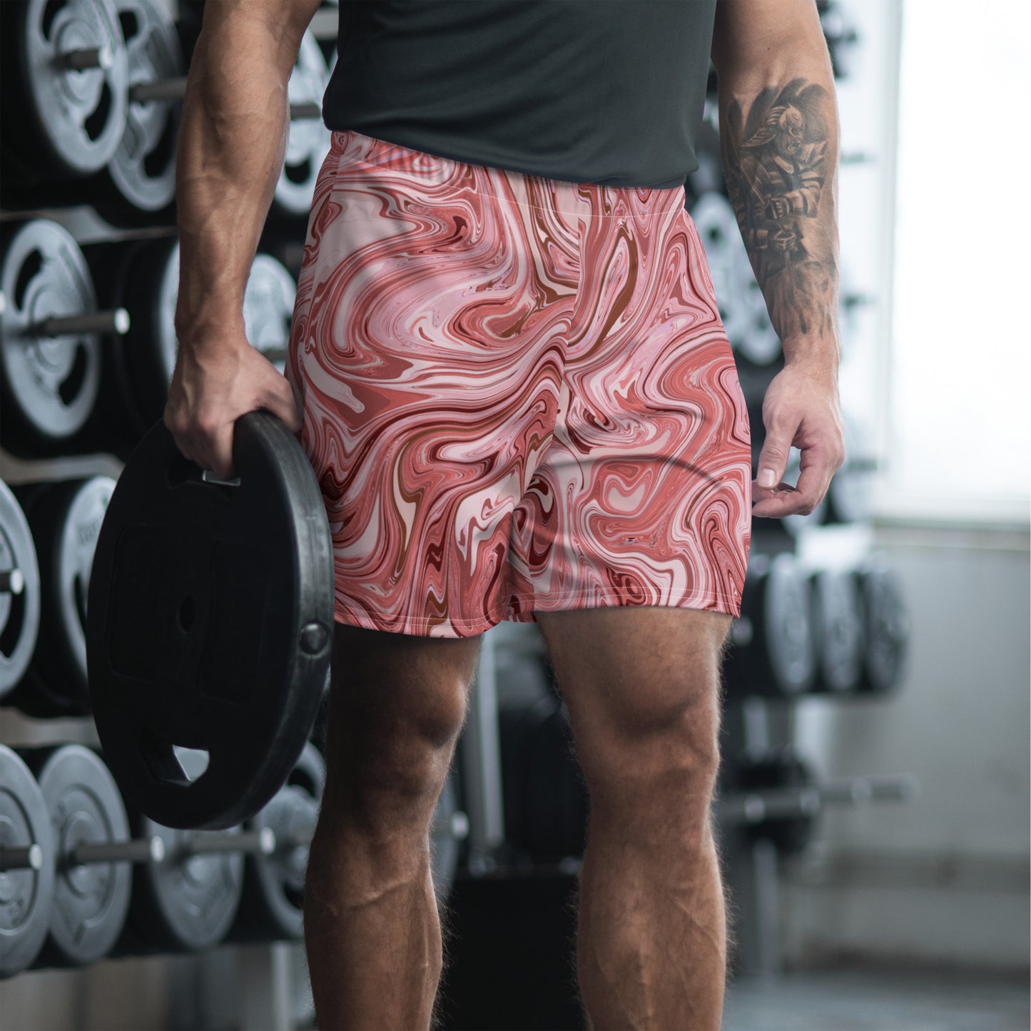 Recycled Marble Athletic Shorts - Flamingo