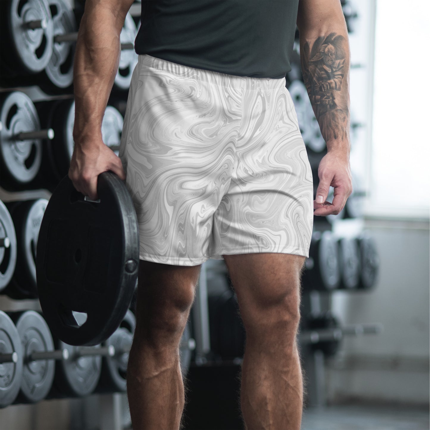 Recycled Marble Athletic Shorts - Ivory