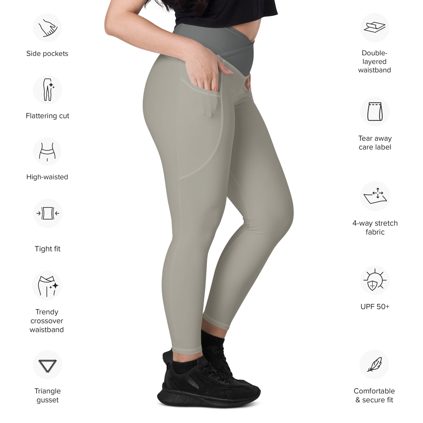 Core Recycled Crossover Leggings - Clay