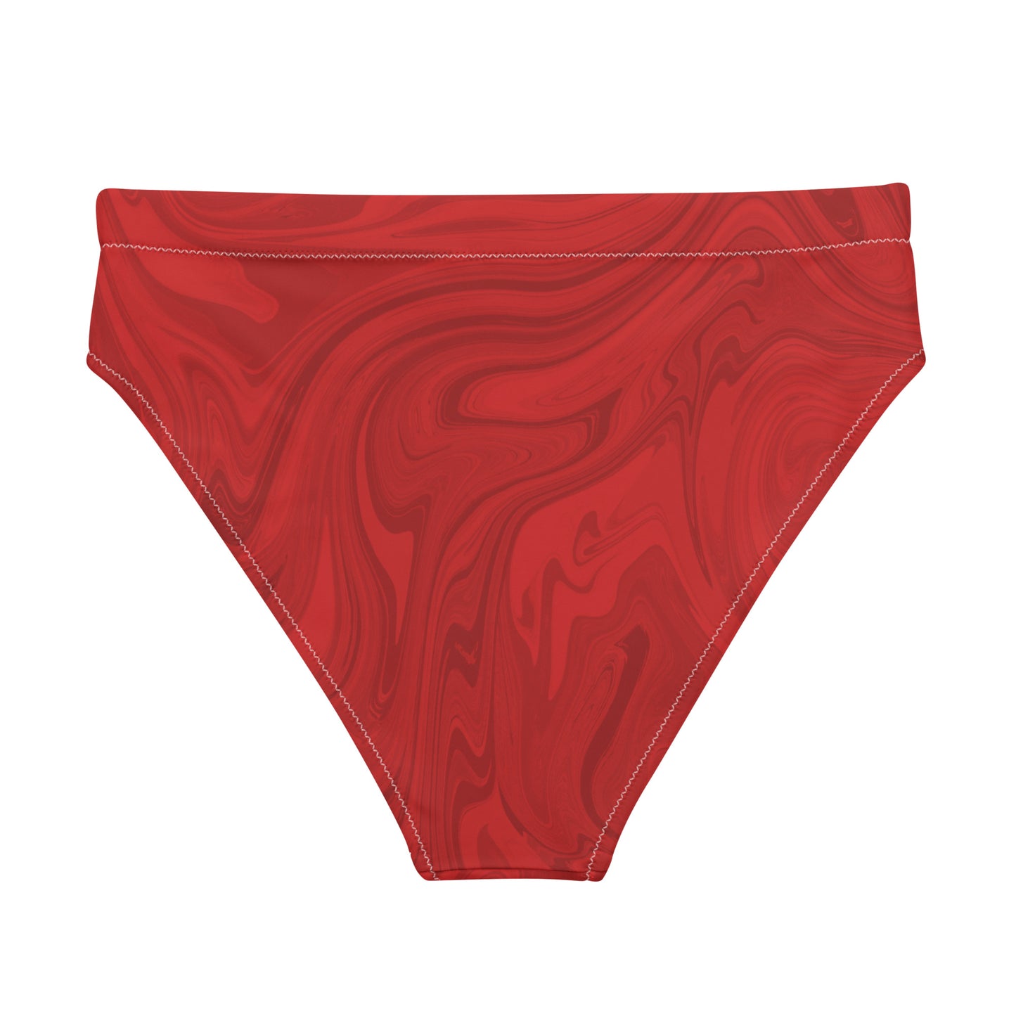 Recycled Marble High-Waisted Bikini Bottom - Ruby
