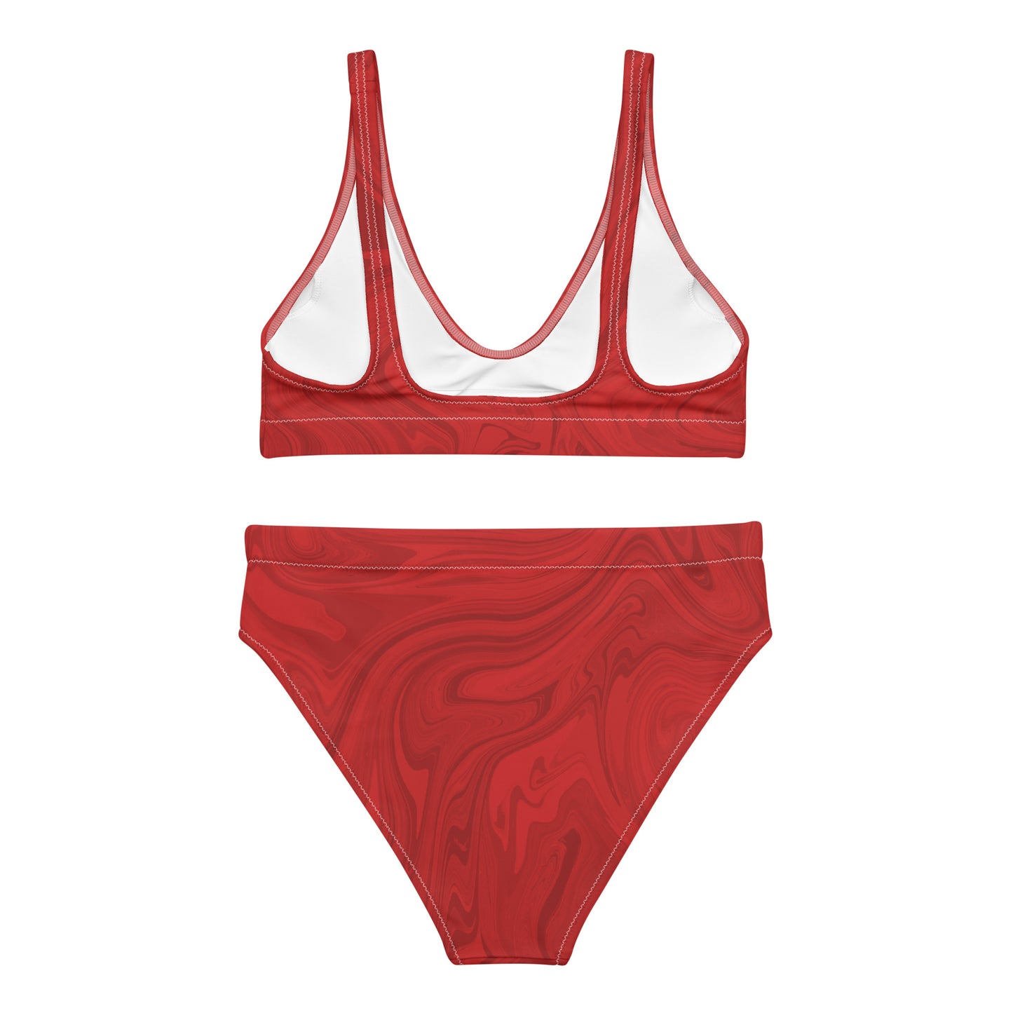 Recycled Marble High-Waisted Bikini - Ruby