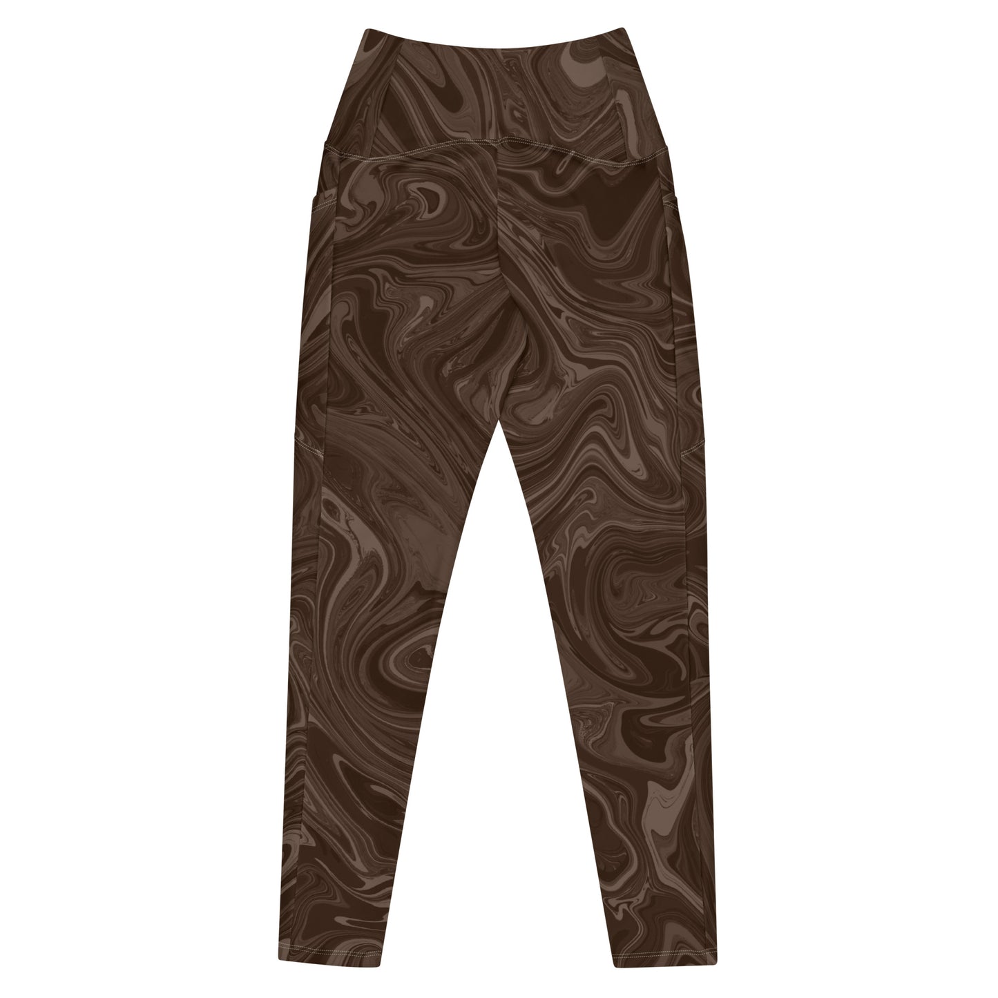 Recycled Marble Leggings with Pockets - Chocolate