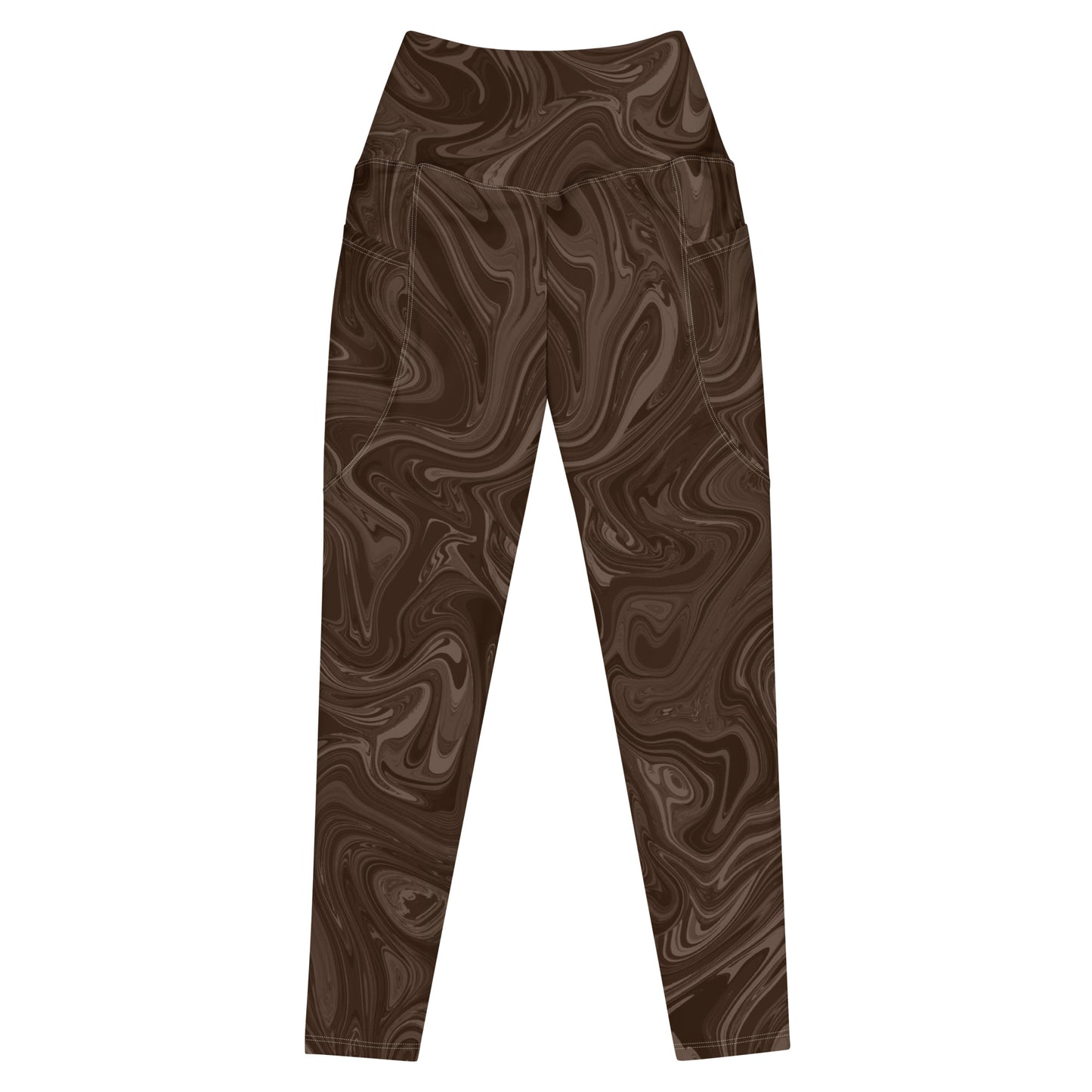 Recycled Marble Leggings with Pockets - Chocolate
