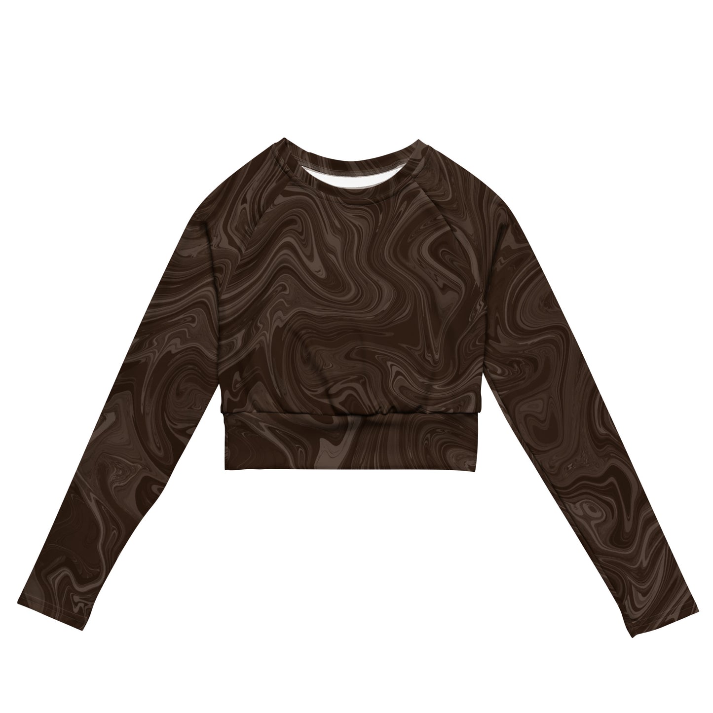 Recycled Marble Long Sleeve Crop - Chocolate