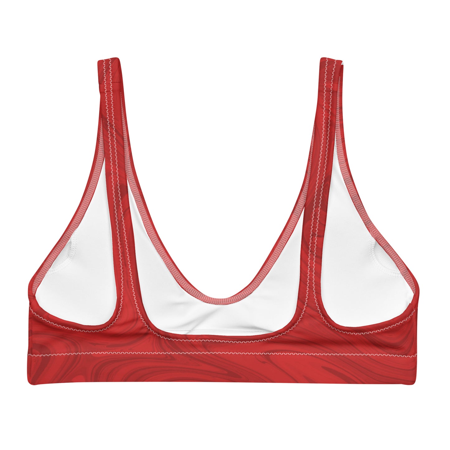 Recycled Marble High-Waisted Bikini Top - Ruby