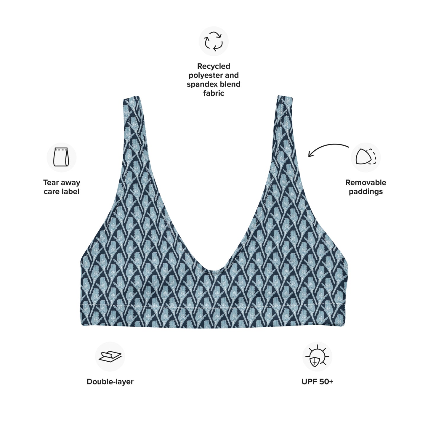 Recycled Sugarbush Bikini Top - Aqua