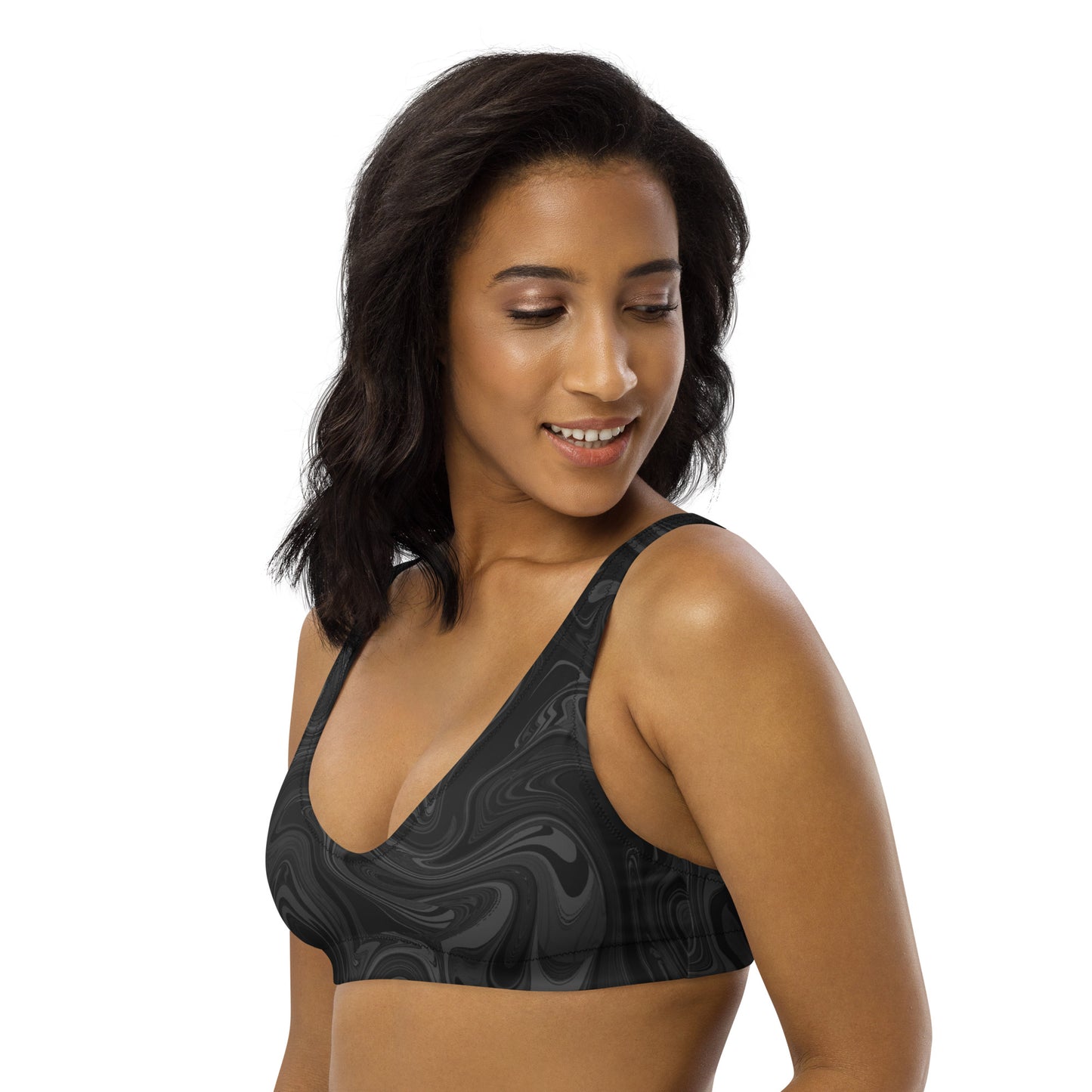 Maggiore Marble Recycled Bikini Top - Onyx