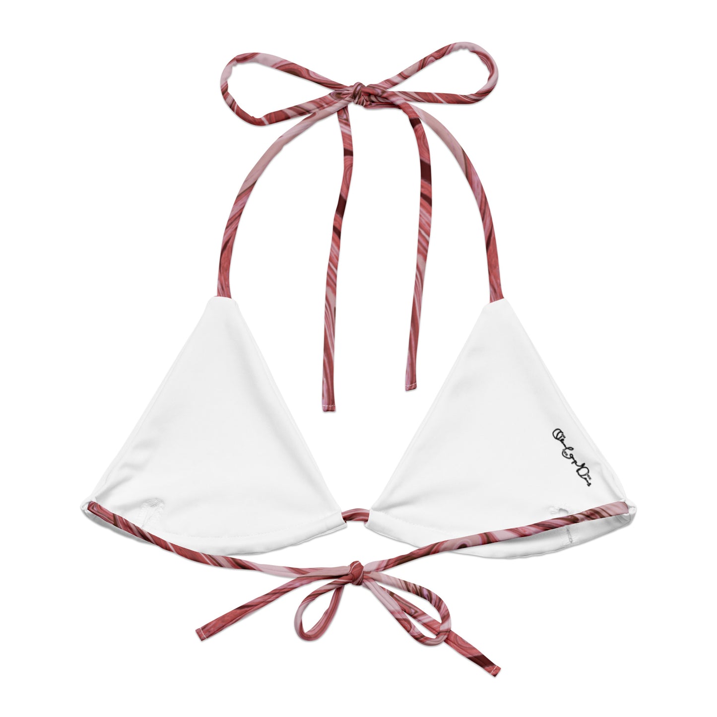 Maggiore Marble Recycled String Bikini Top - Flamingo