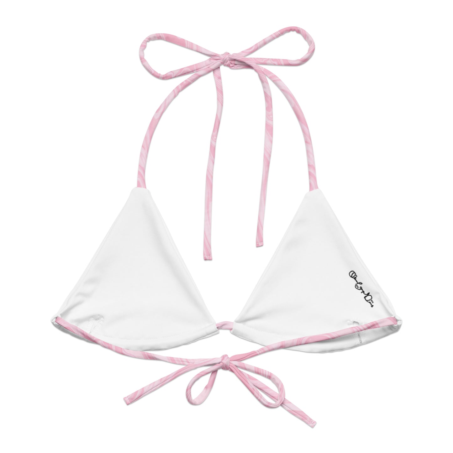 Recycled Marble String Bikini Top - Pink Lotus