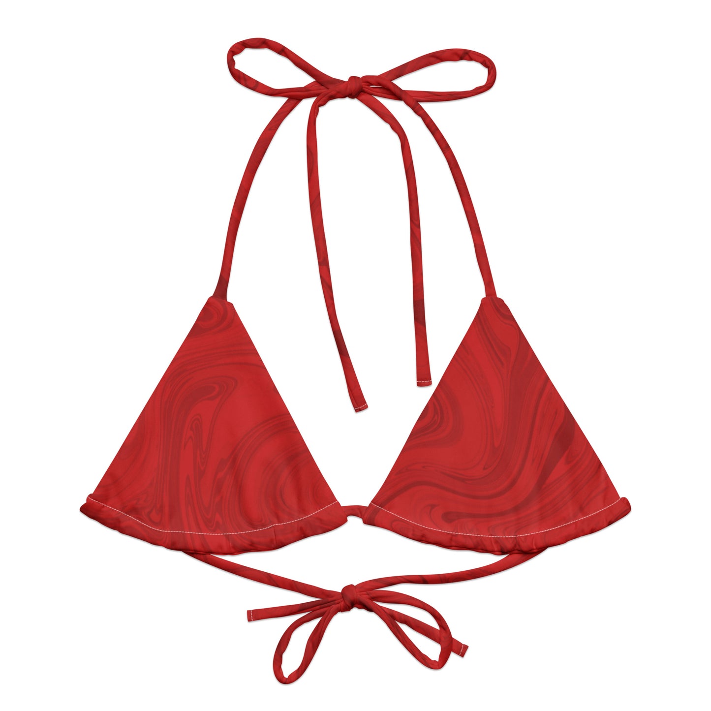 Recycled Marble String Bikini Top - Ruby