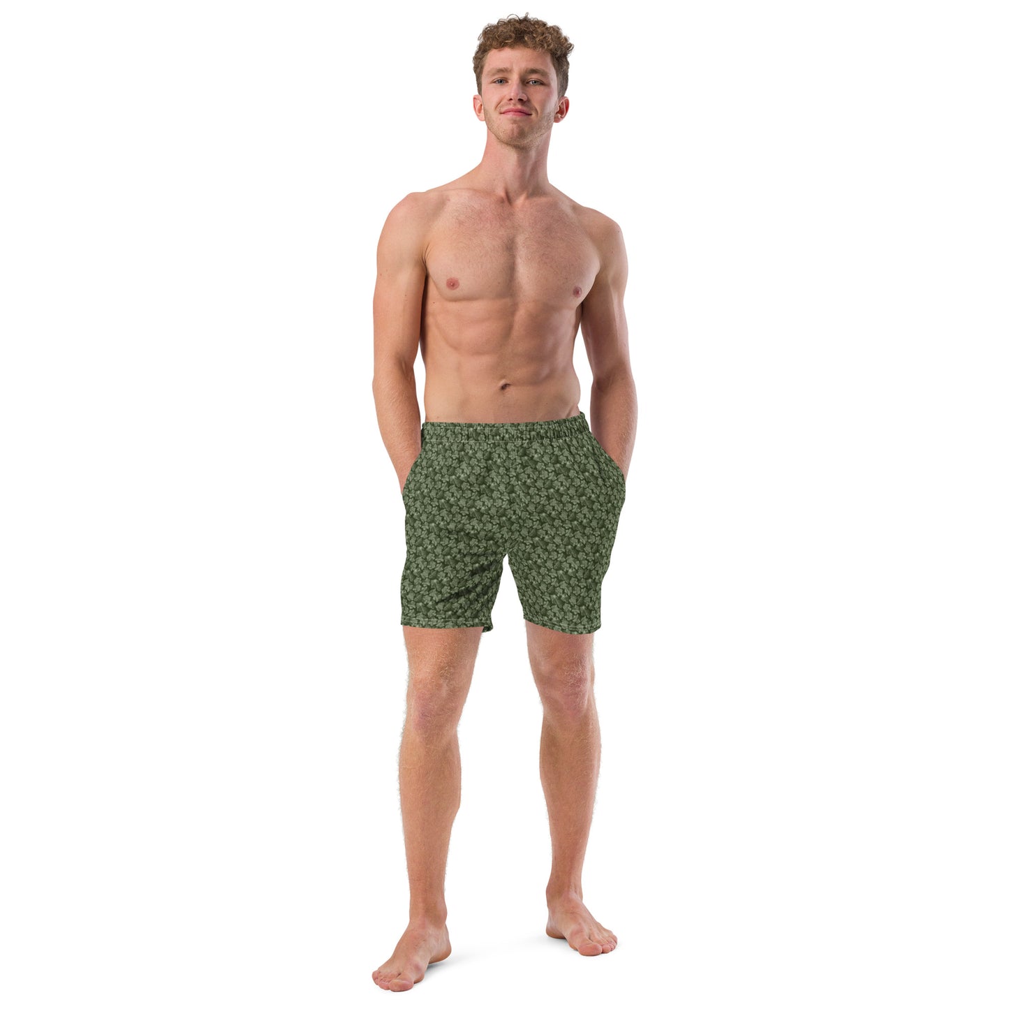 Recycled Flourish and Flow Swim Trunks in Anacapa Green