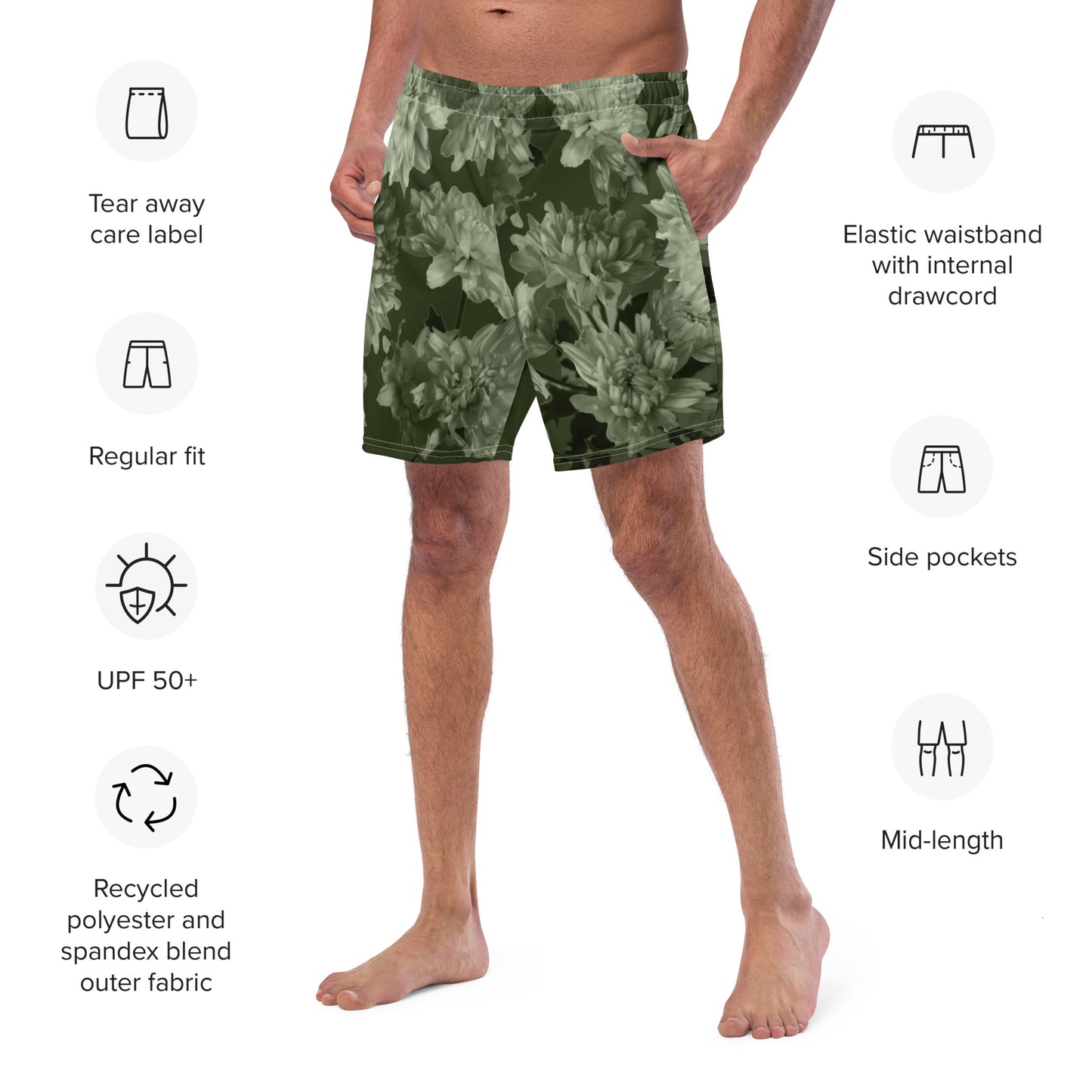 Recycled Gillyflower Swim Trunks in Anacapa Green