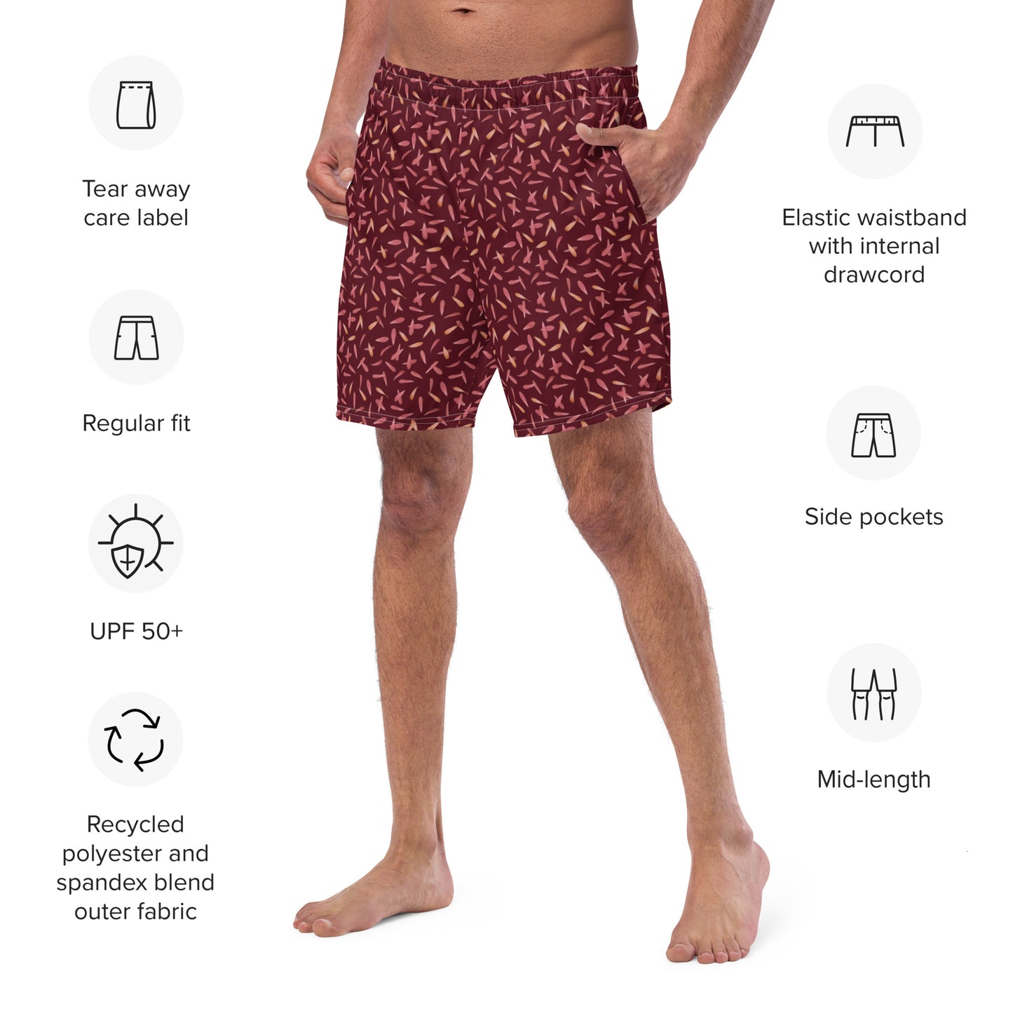 Recycled Petal Power Swim Trunks in Napa Red