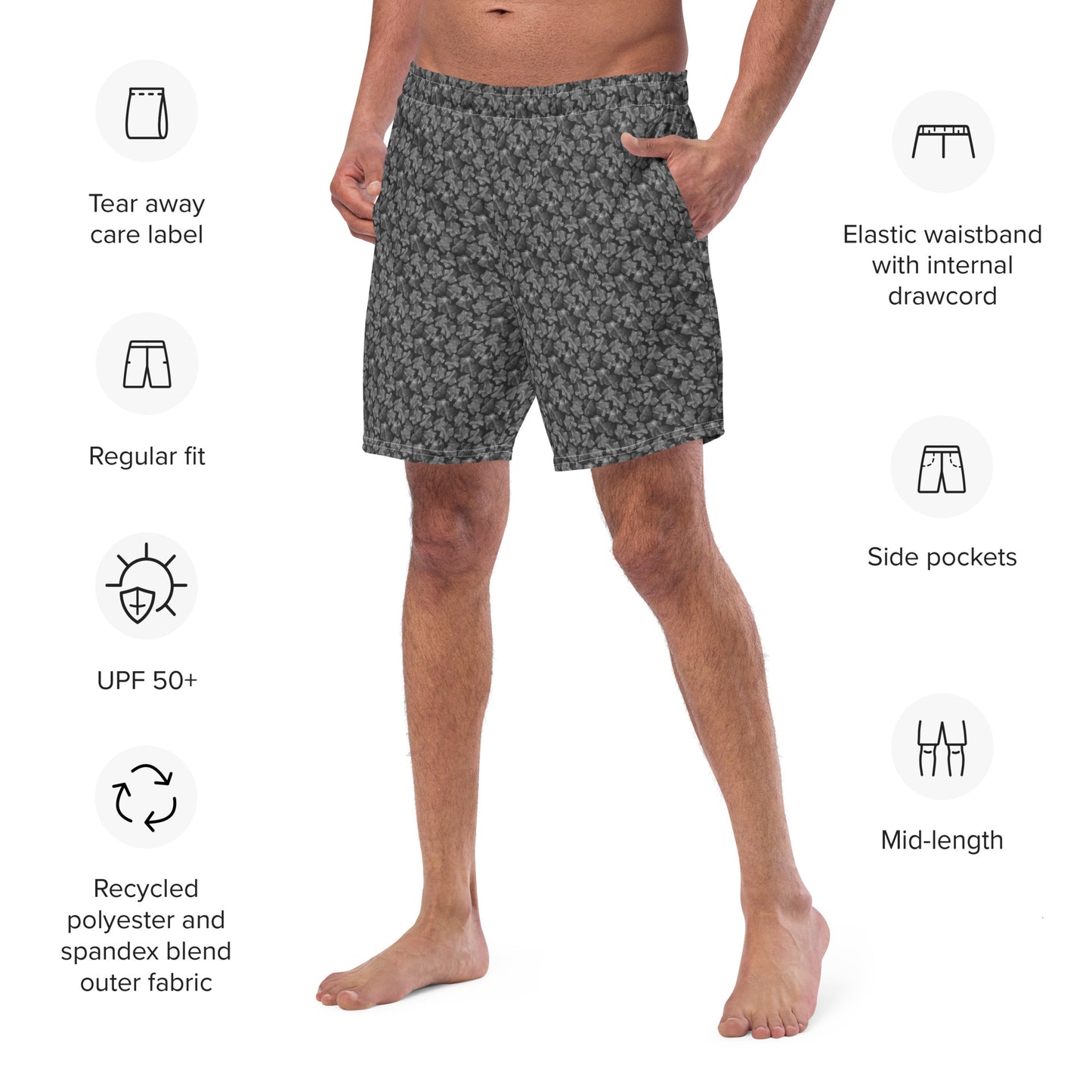 Recycled Flourish and Flow Swim Trunks in Amboy Black