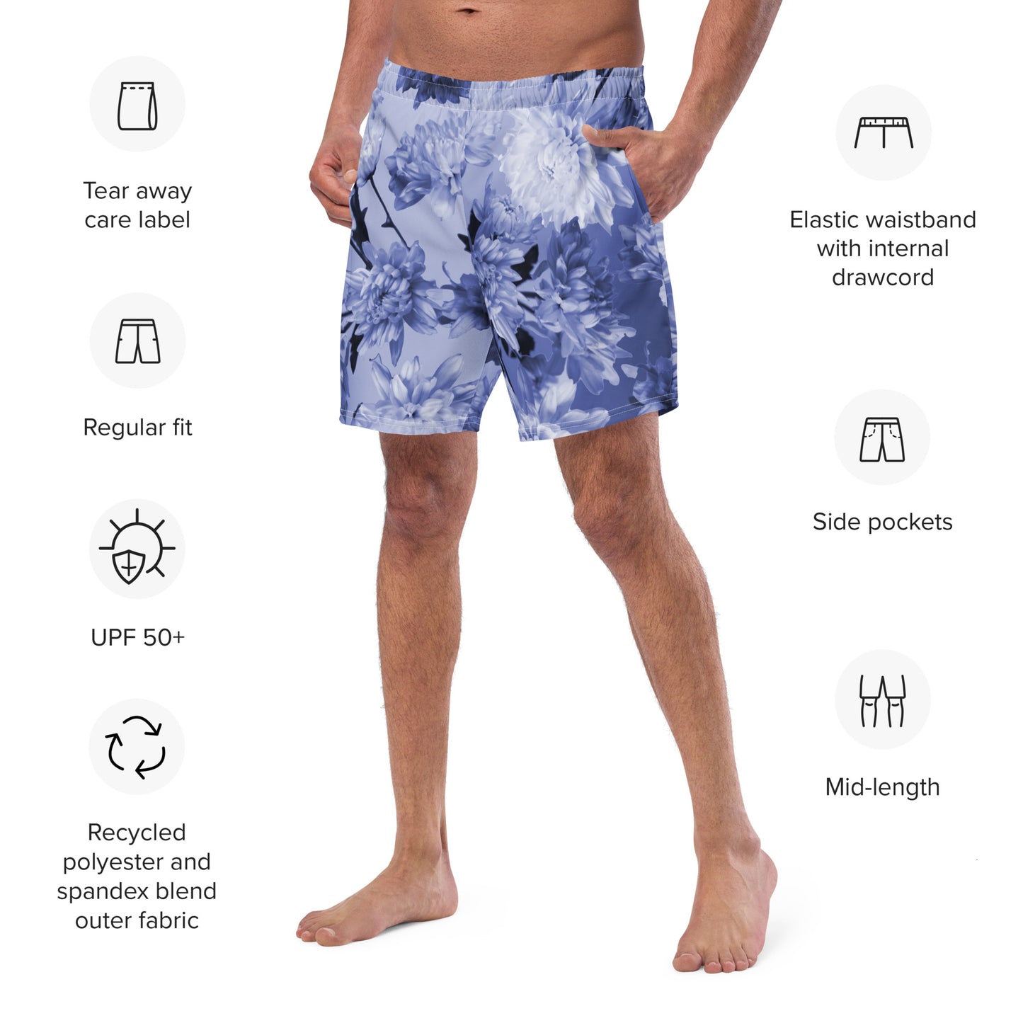 Recycled Gillyflower Swim Trunks in Malibu Blue