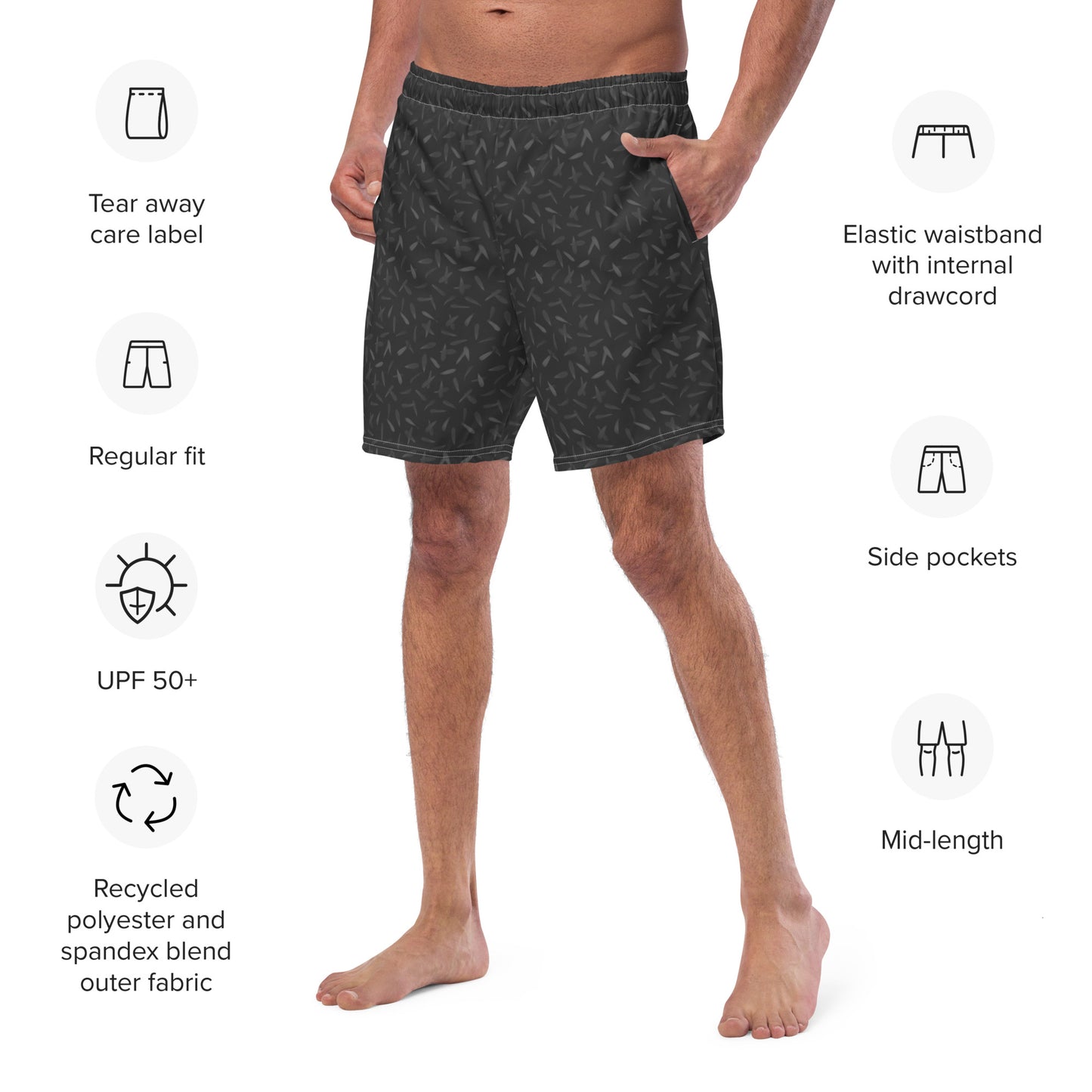 Recycled Petal Power Swim Trunks in Amboy Black