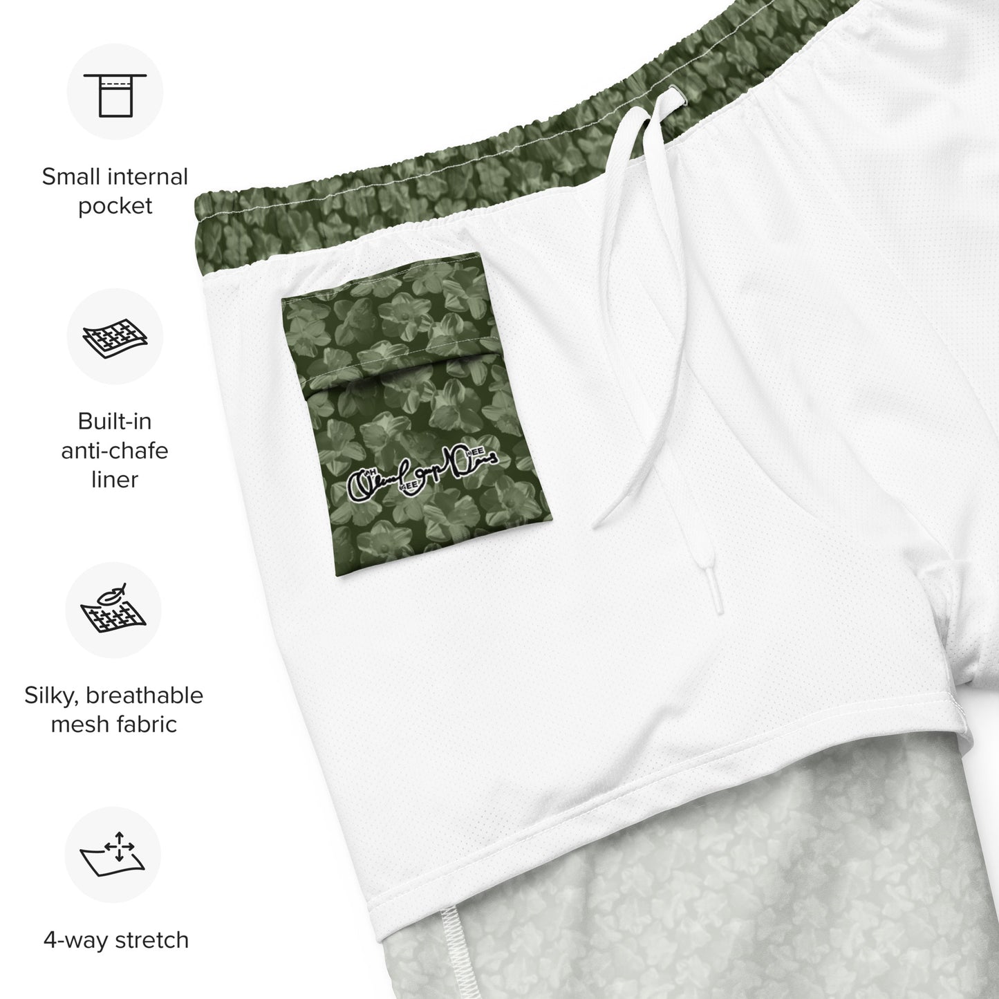 Recycled Flourish and Flow Swim Trunks in Anacapa Green