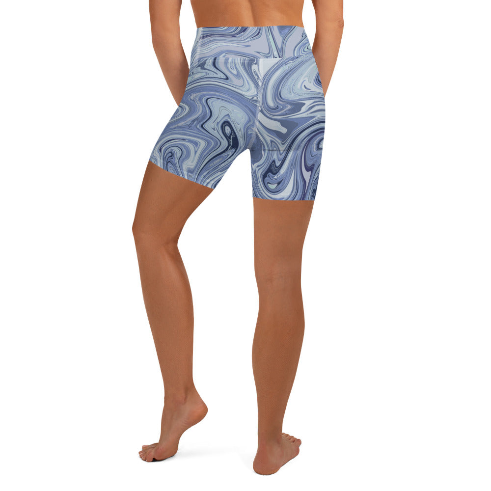 Maggiore Marble Yoga Shorts - Cobalt