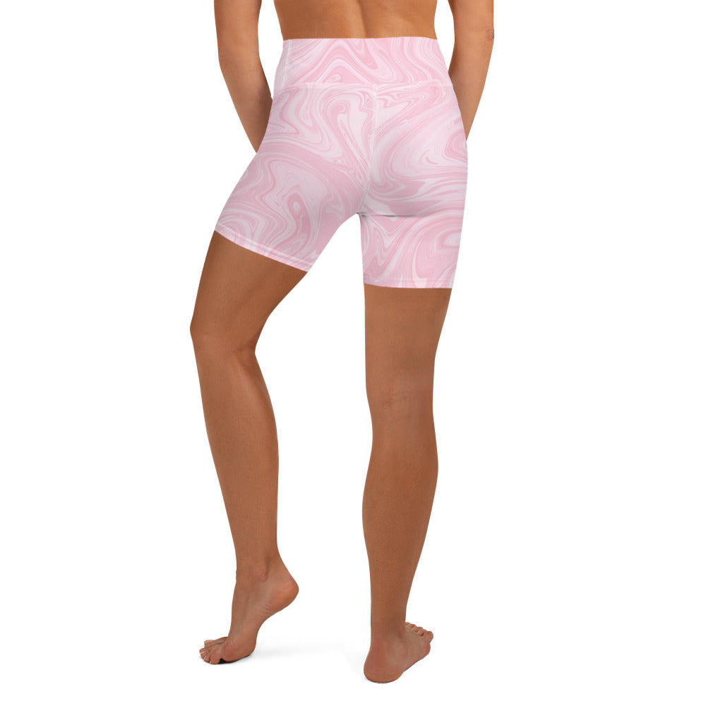 Marble Yoga Shorts - Pink Lotus