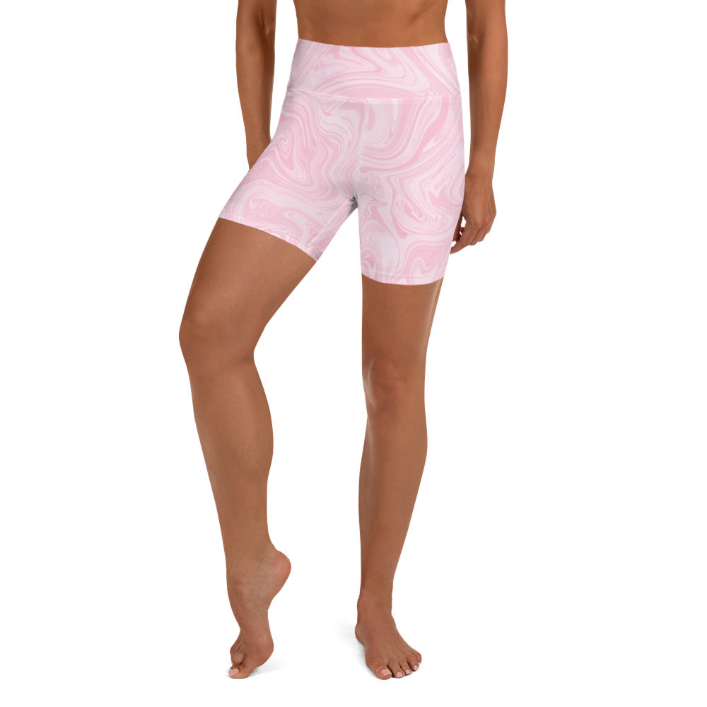 Marble Yoga Shorts - Pink Lotus