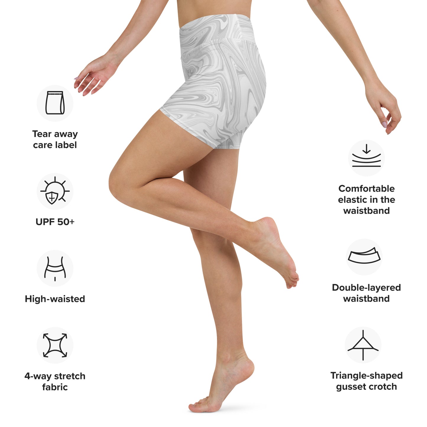 Maggiore Marble Yoga Shorts - Ivory