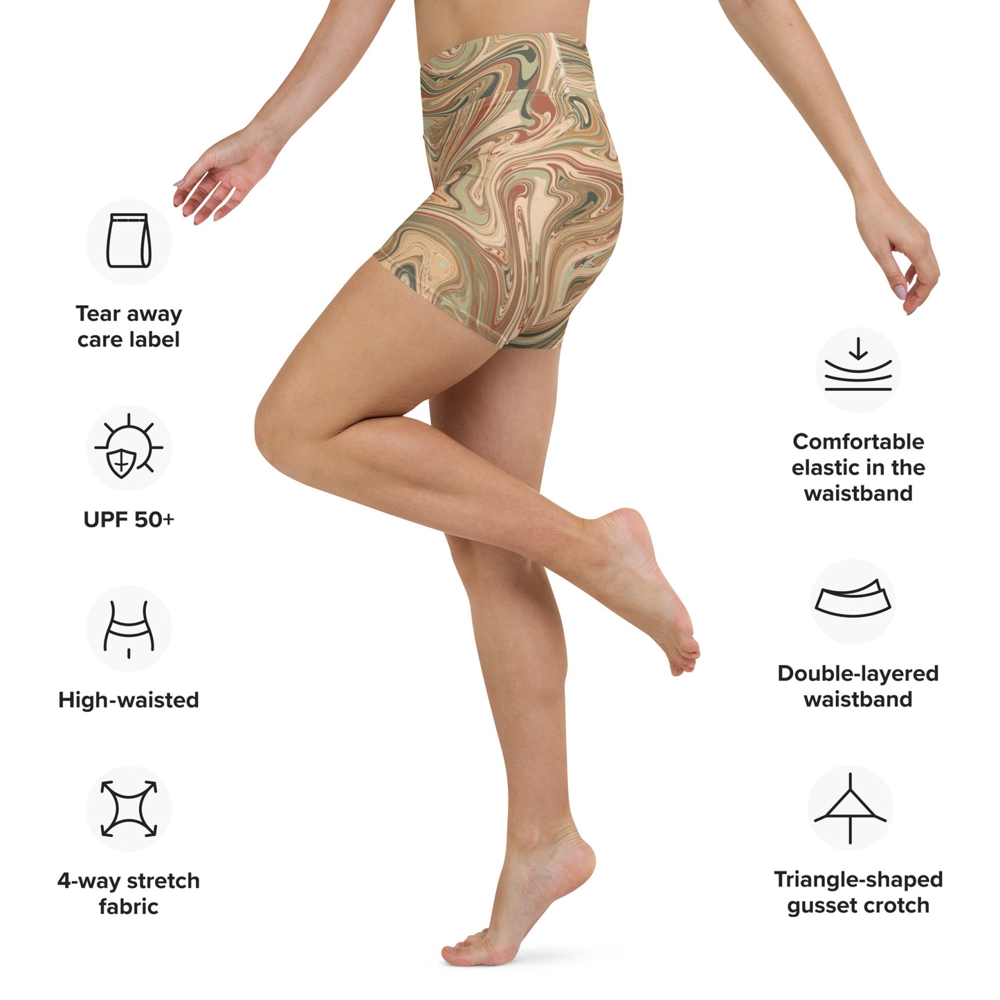 Maggiore Marble Yoga Shorts - Terra