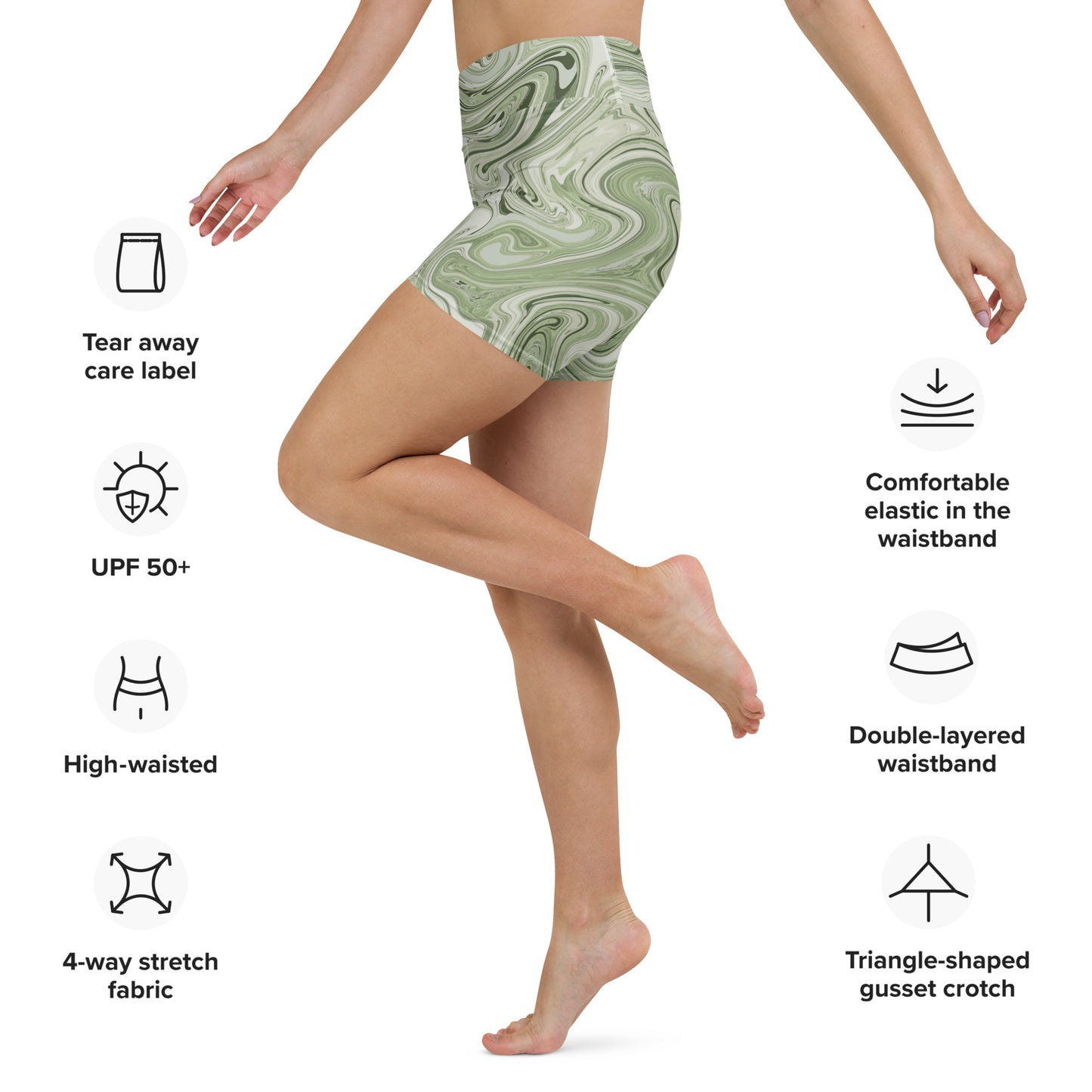Maggiore Marble Yoga Shorts - Pistachio