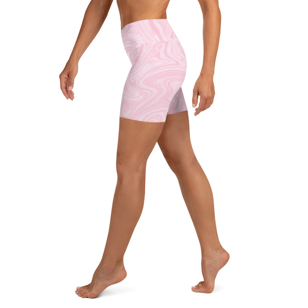 Marble Yoga Shorts - Pink Lotus