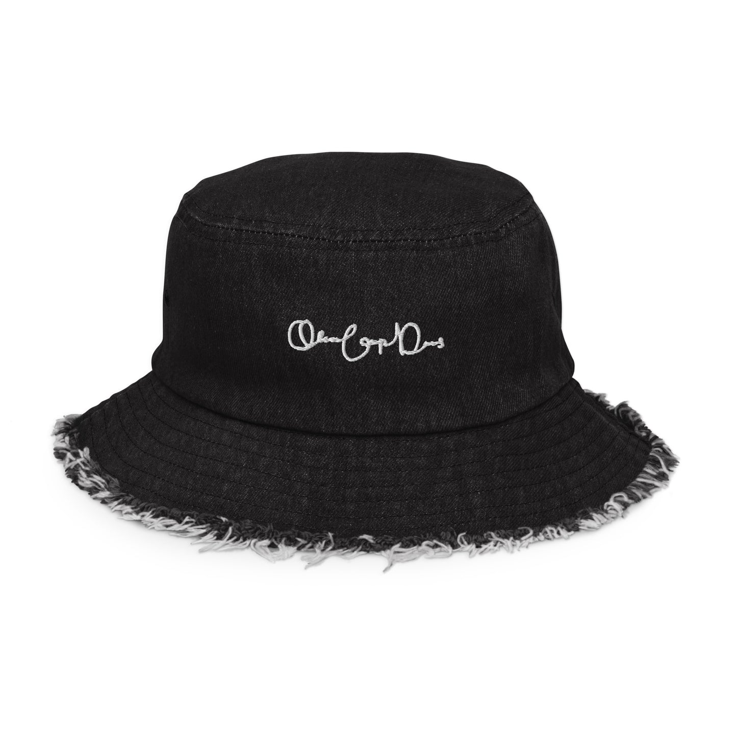 Signature Distressed Denim Bucket Hat