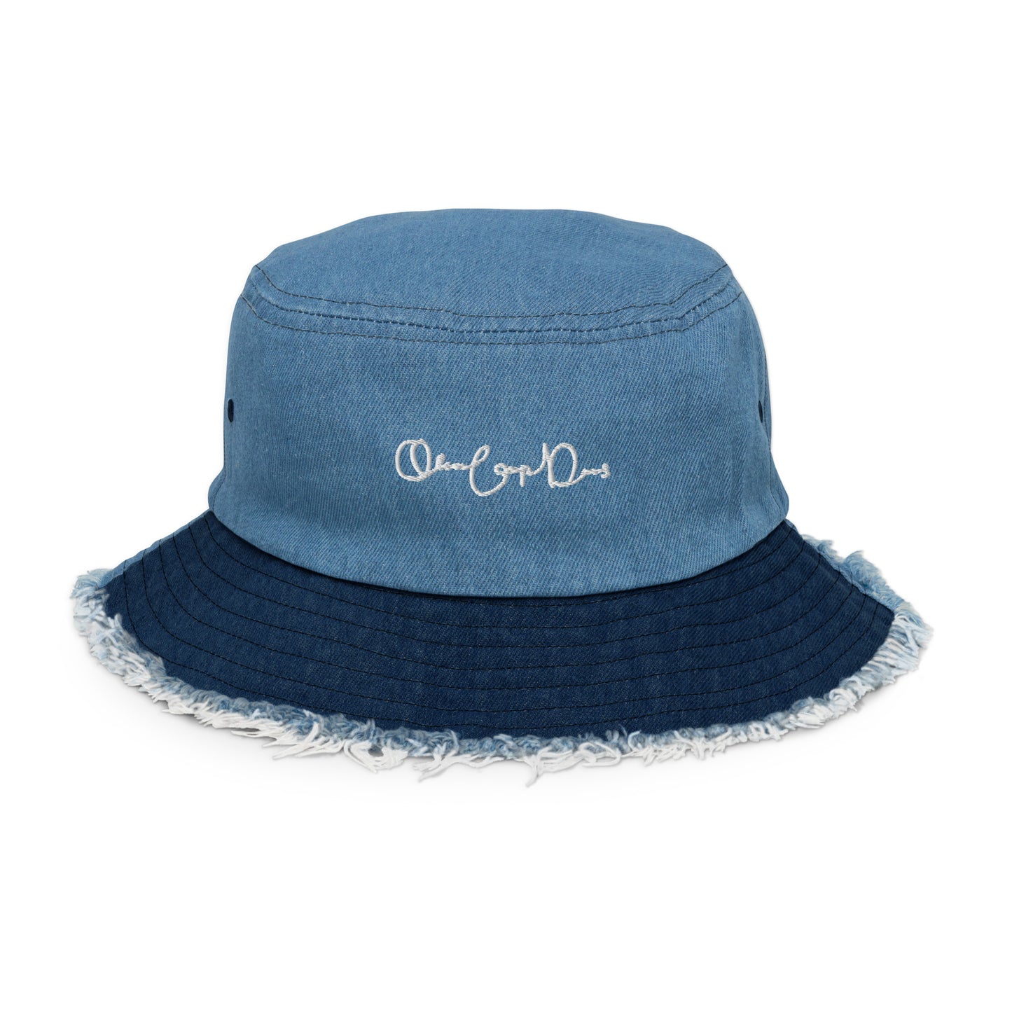 Signature Distressed Denim Bucket Hat