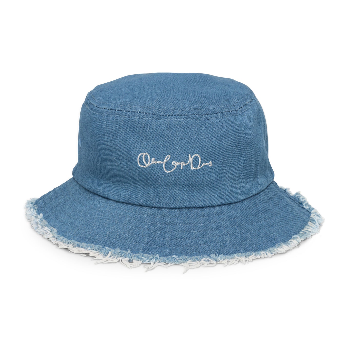 Signature Distressed Denim Bucket Hat
