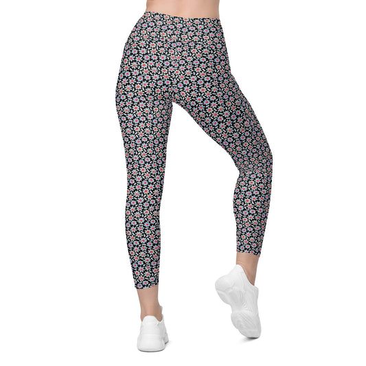 Ditsy Daisy Yoga Leggings with Pockets - Midnight