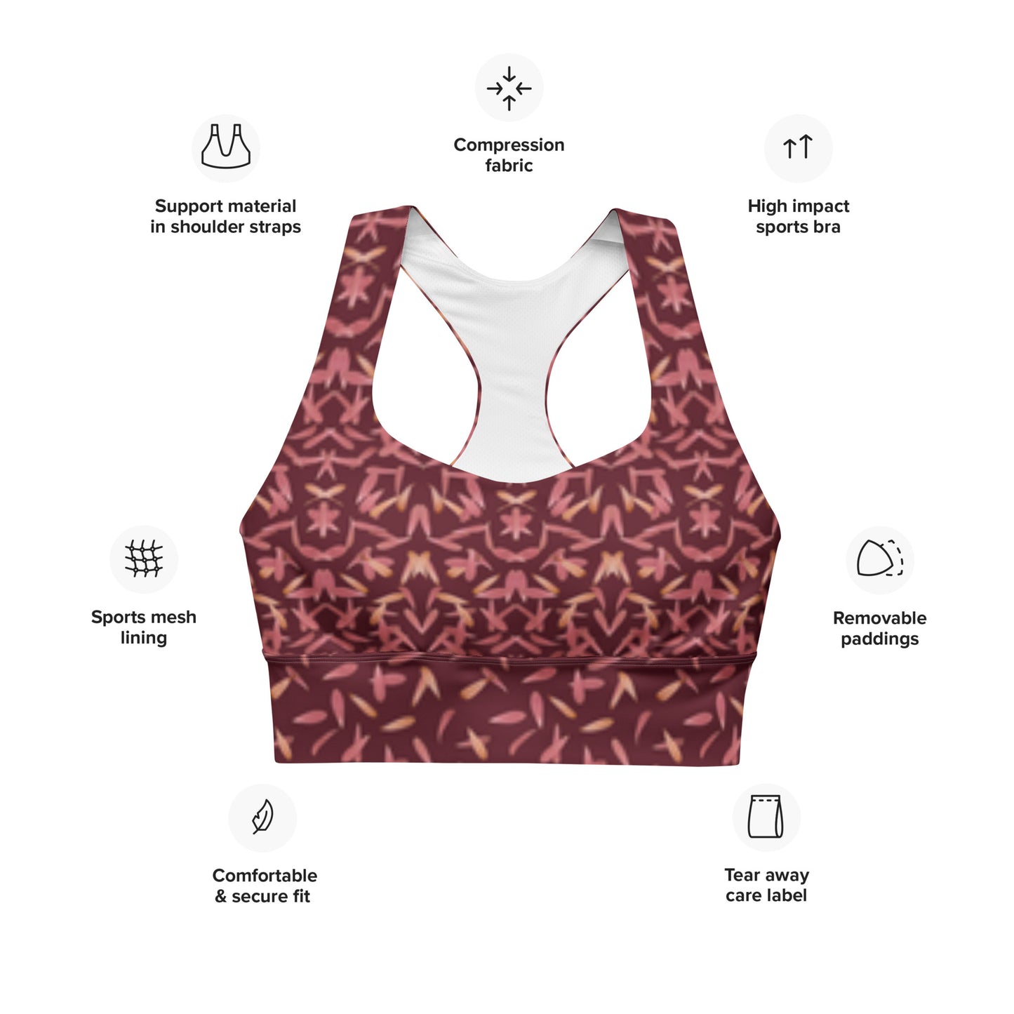 Petal Power Sports Bra in Napa Red