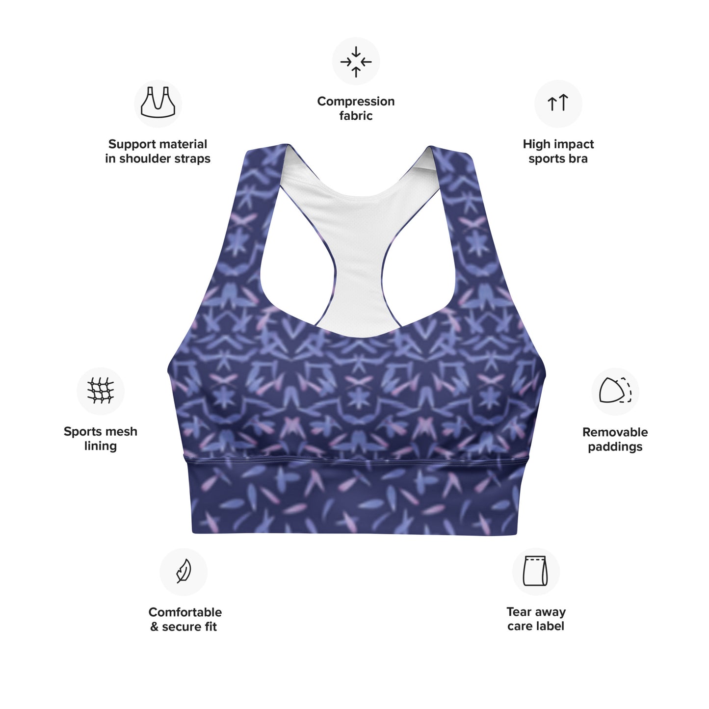 Petal Power Sports Bra in Malibu Blue