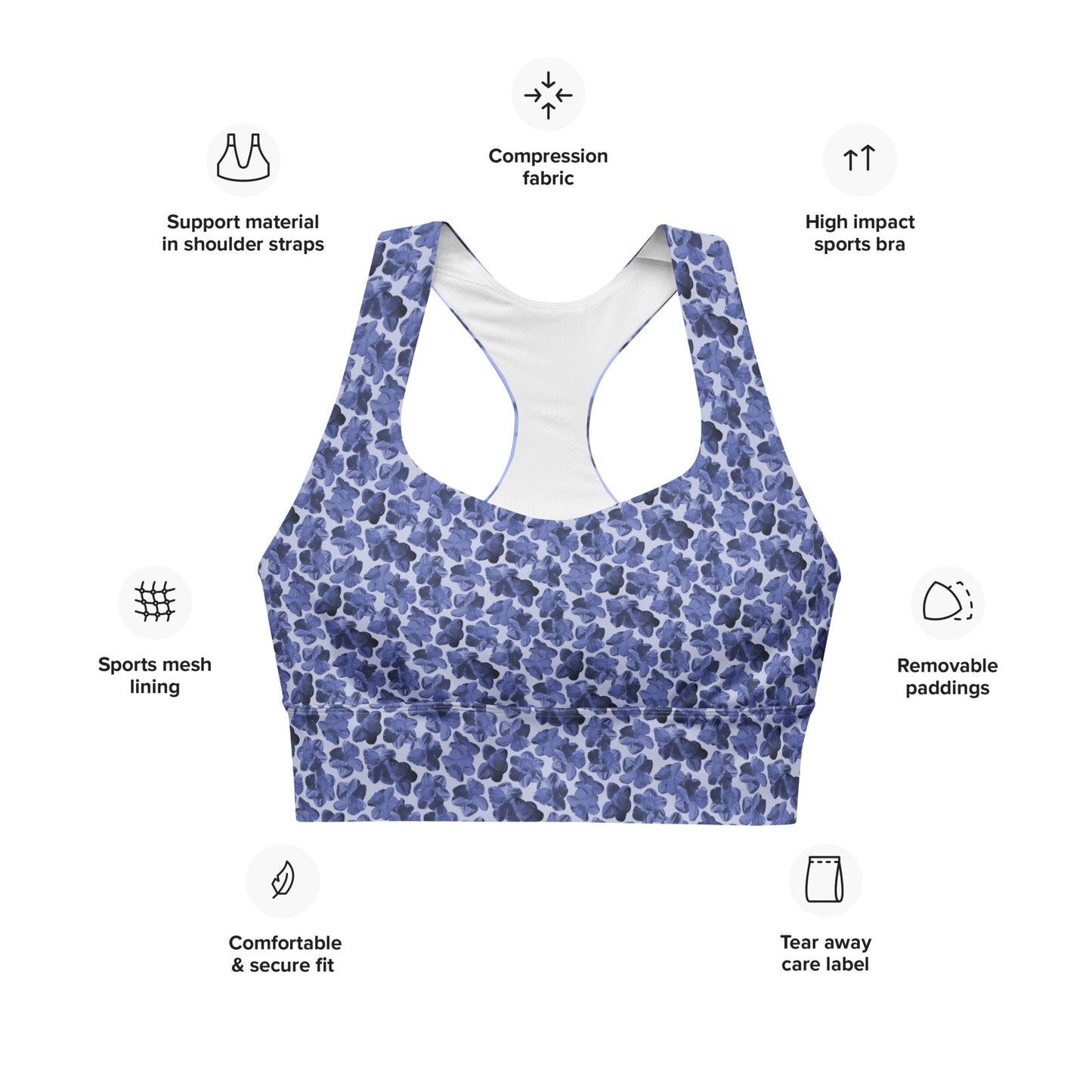 Flourish and Flow Sports Bra in Malibu Blue