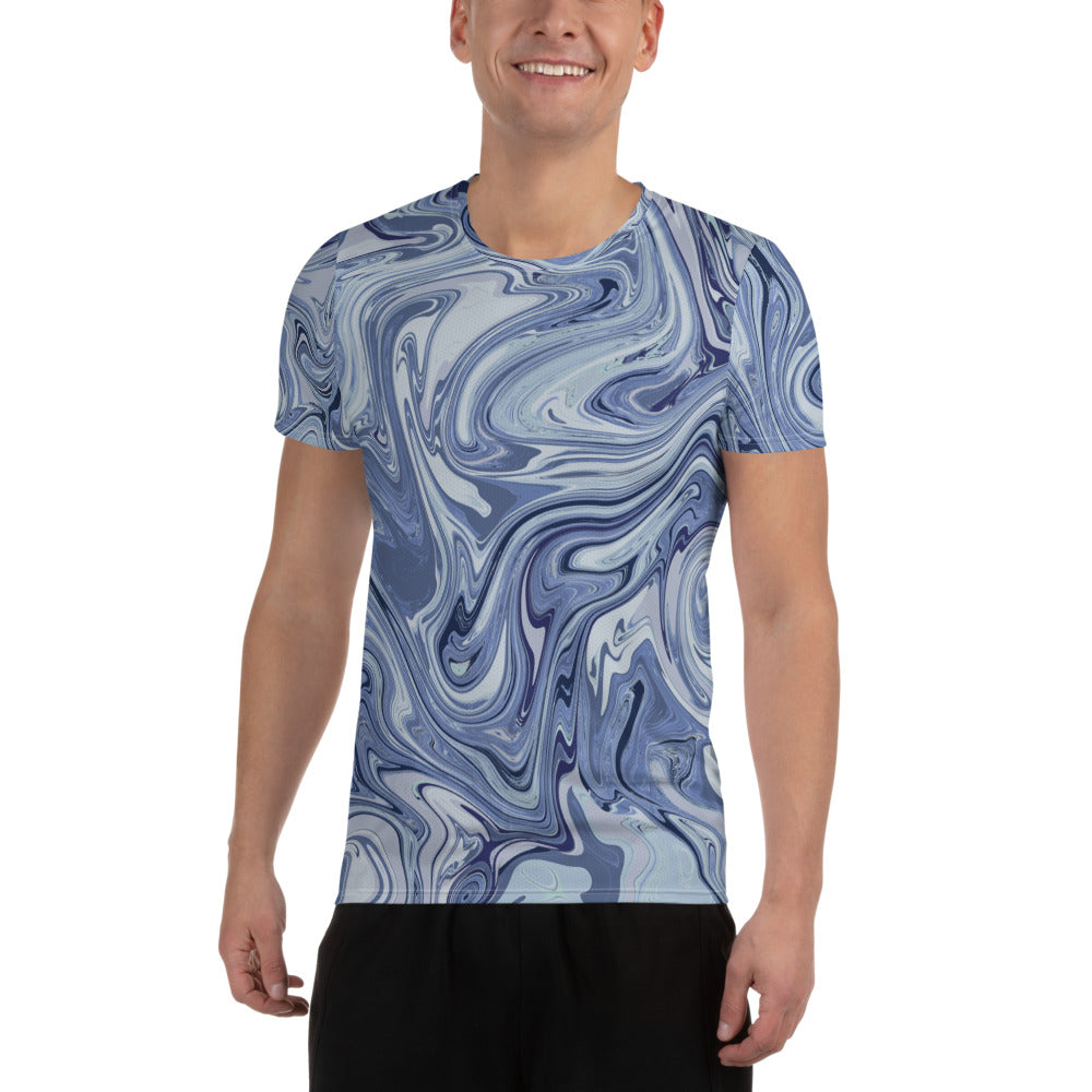 Marble Athletic T-Shirt - Cobalt
